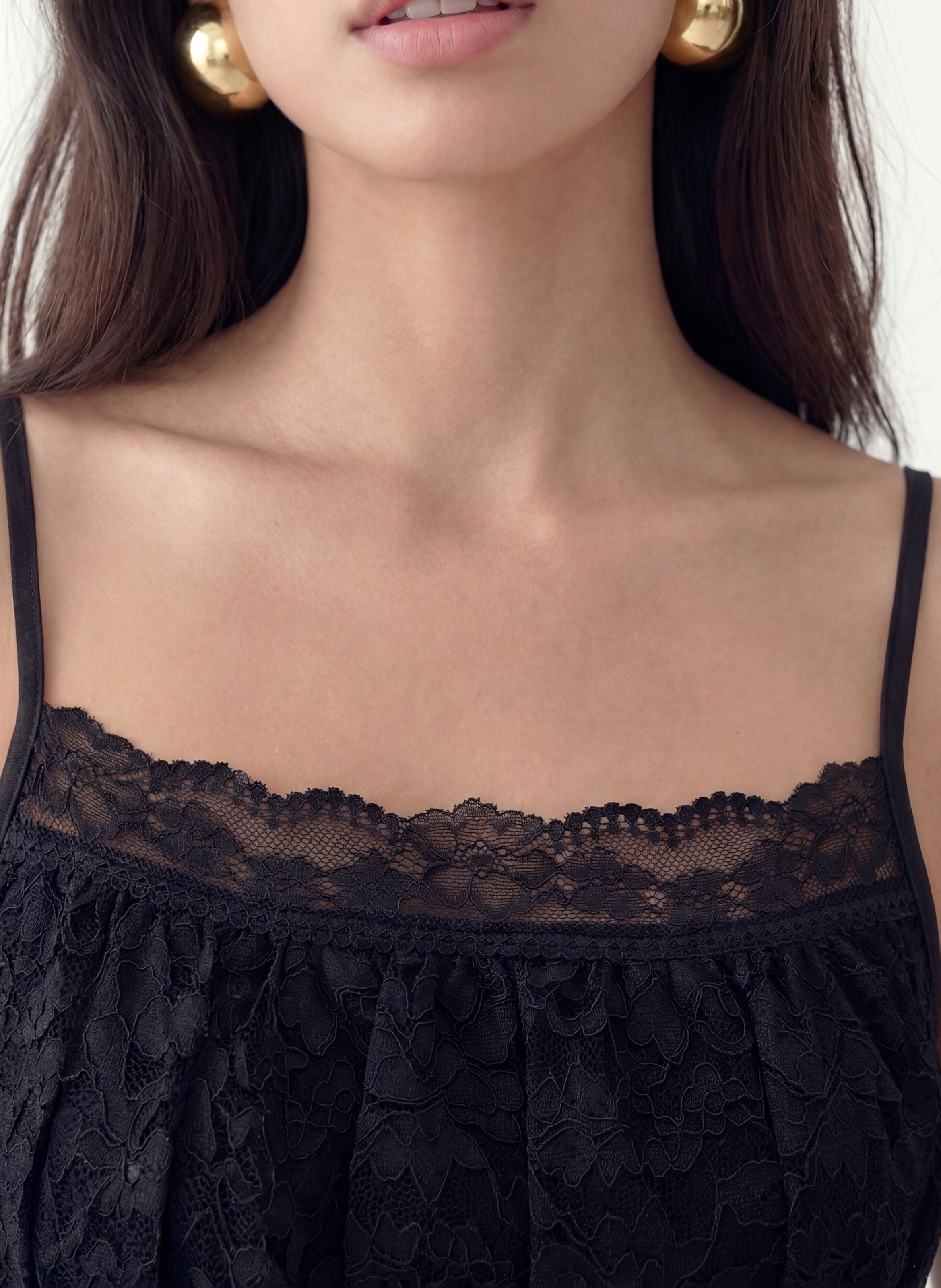 Fitted lace tank top KOOKAI Black