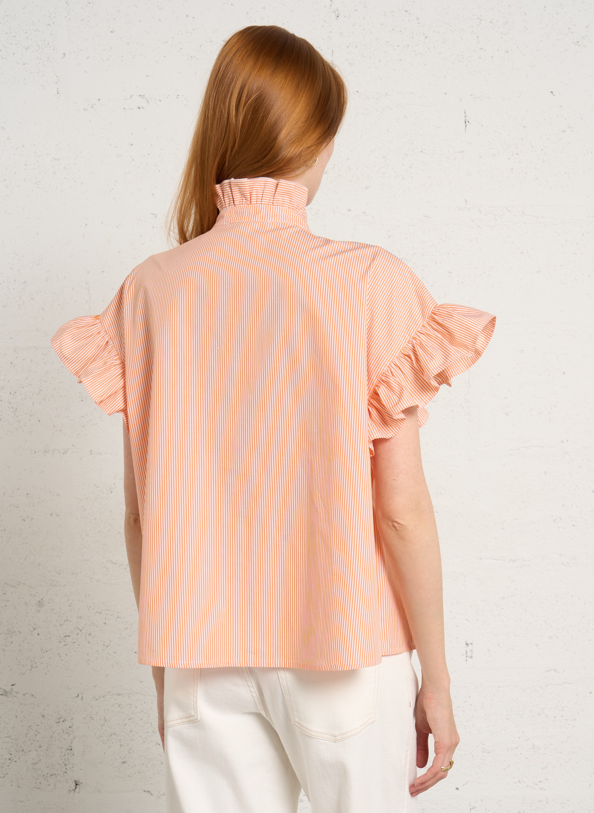 Oversized, gestreepte katoenen blouse SUZIE WINKLE Oranje