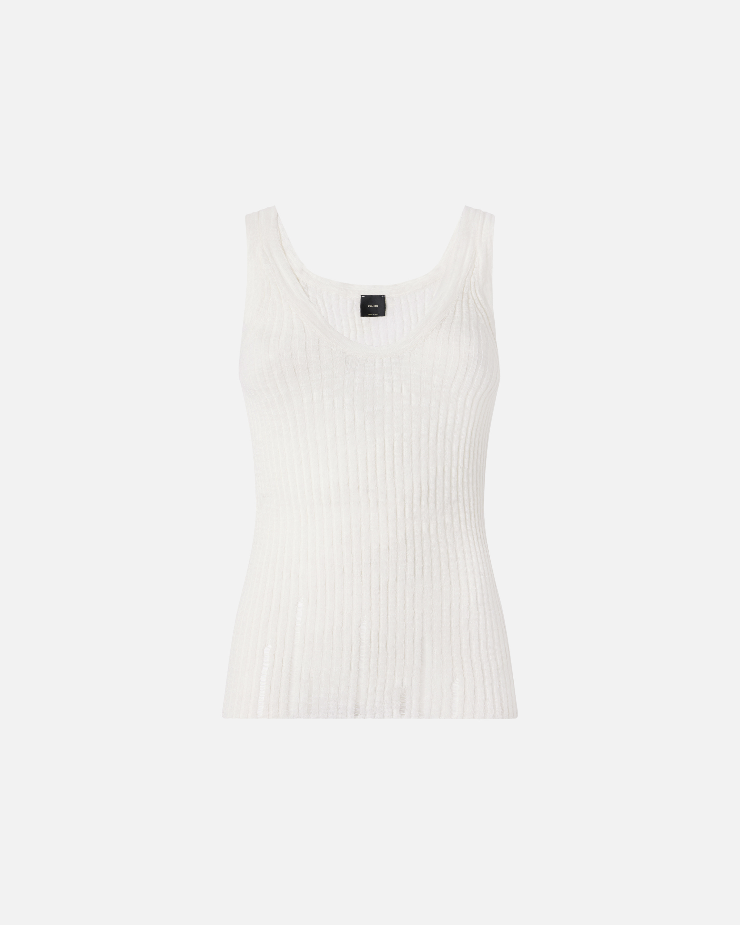 Ribbed logo tank top PINKO White
