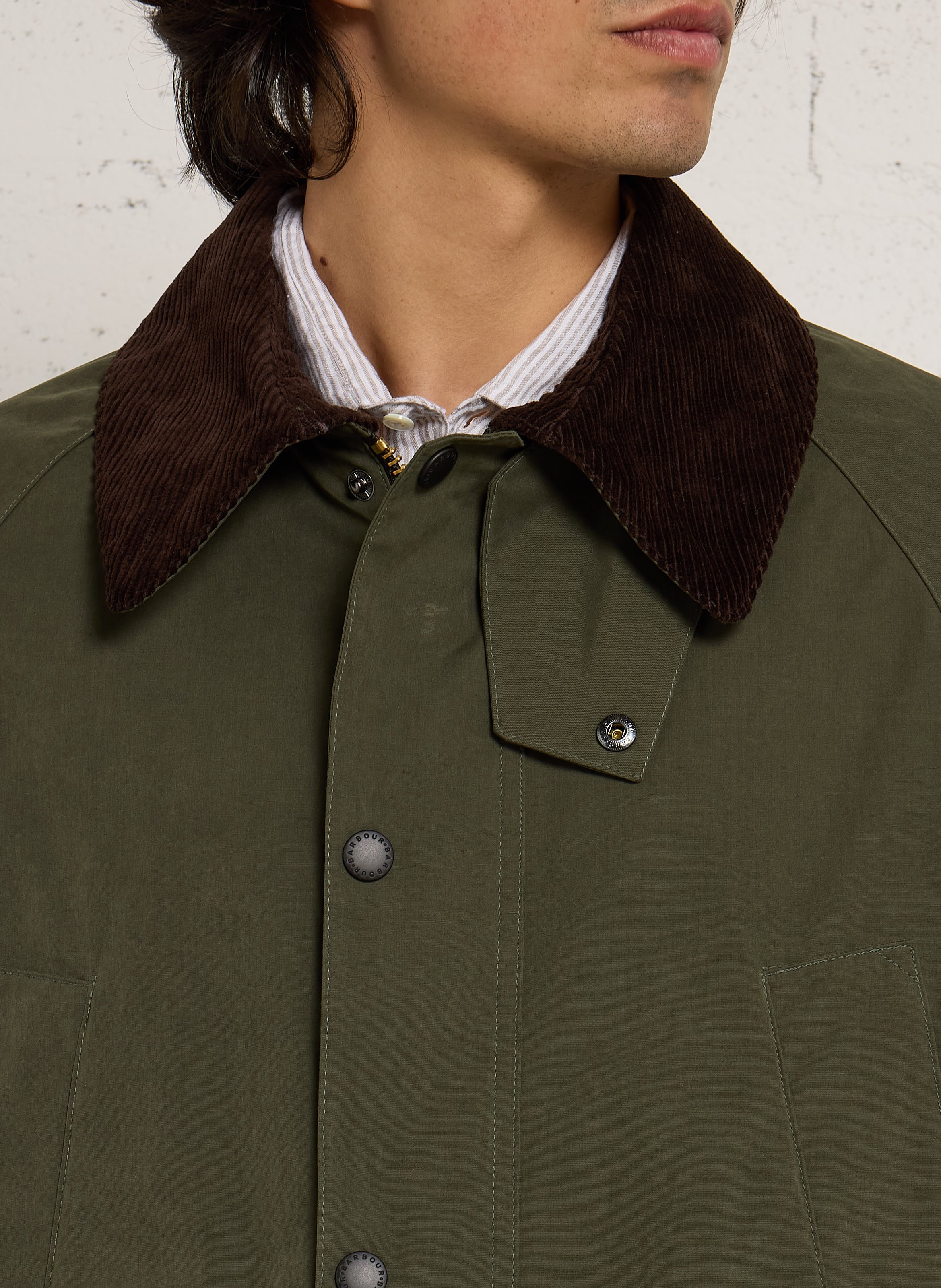 Veste col classique en coton mélangé BARBOUR Vert