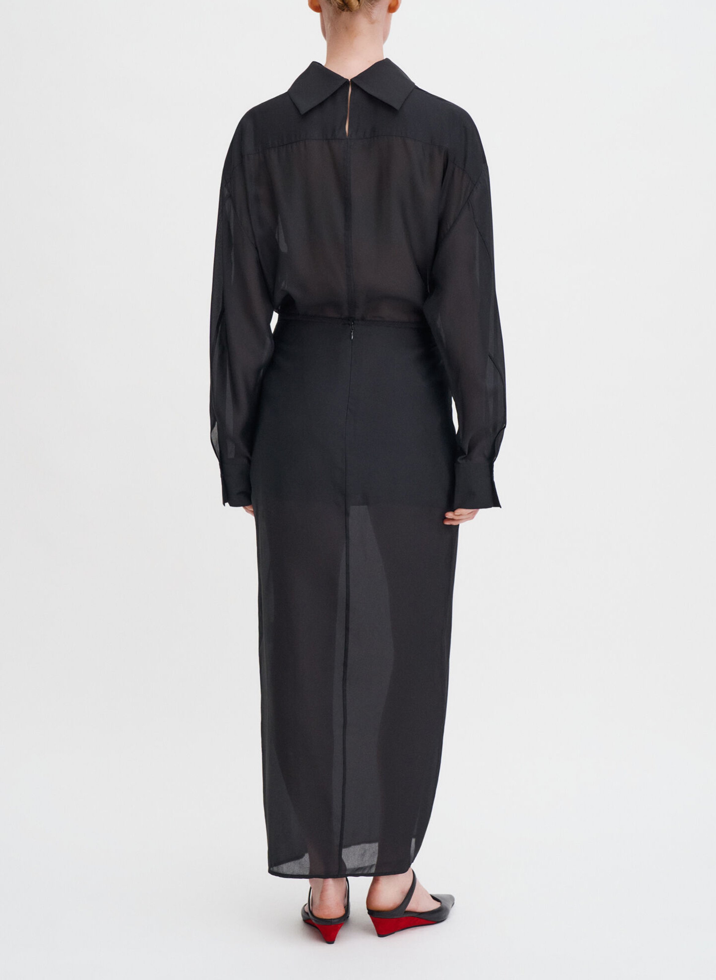 Jupe longue fendue transparente FILIPPA K Noir