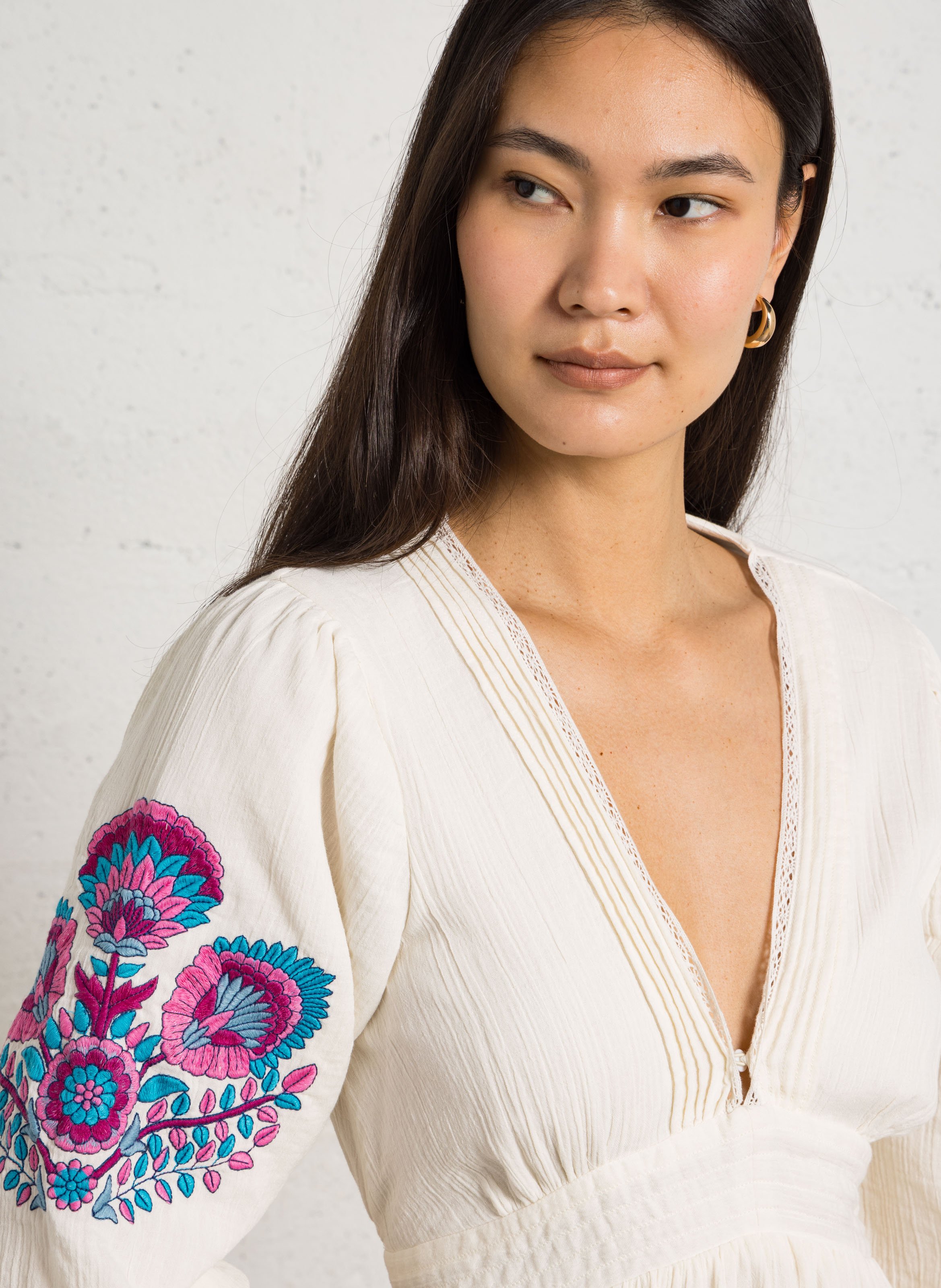 Robe longue cintrée en coton bio LOUISE MISHA Blanc