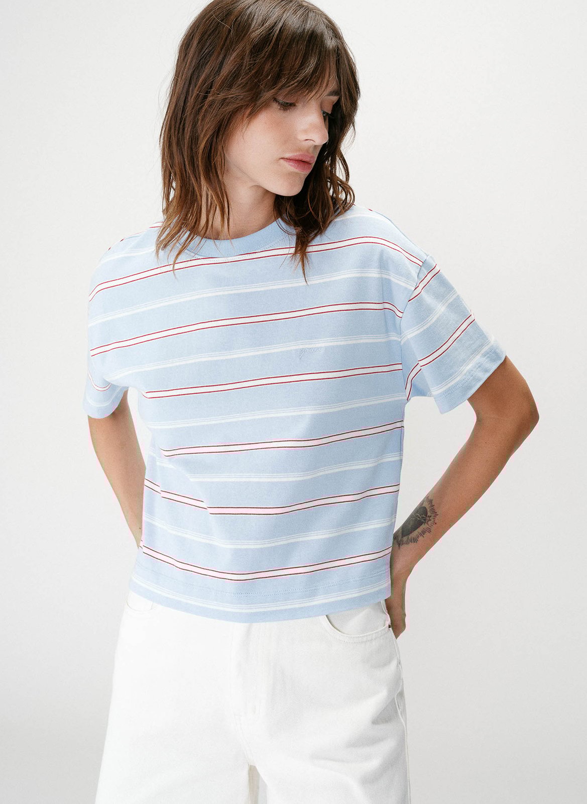Tee-shirt col rond en coton GRACE ET MILA Bleu