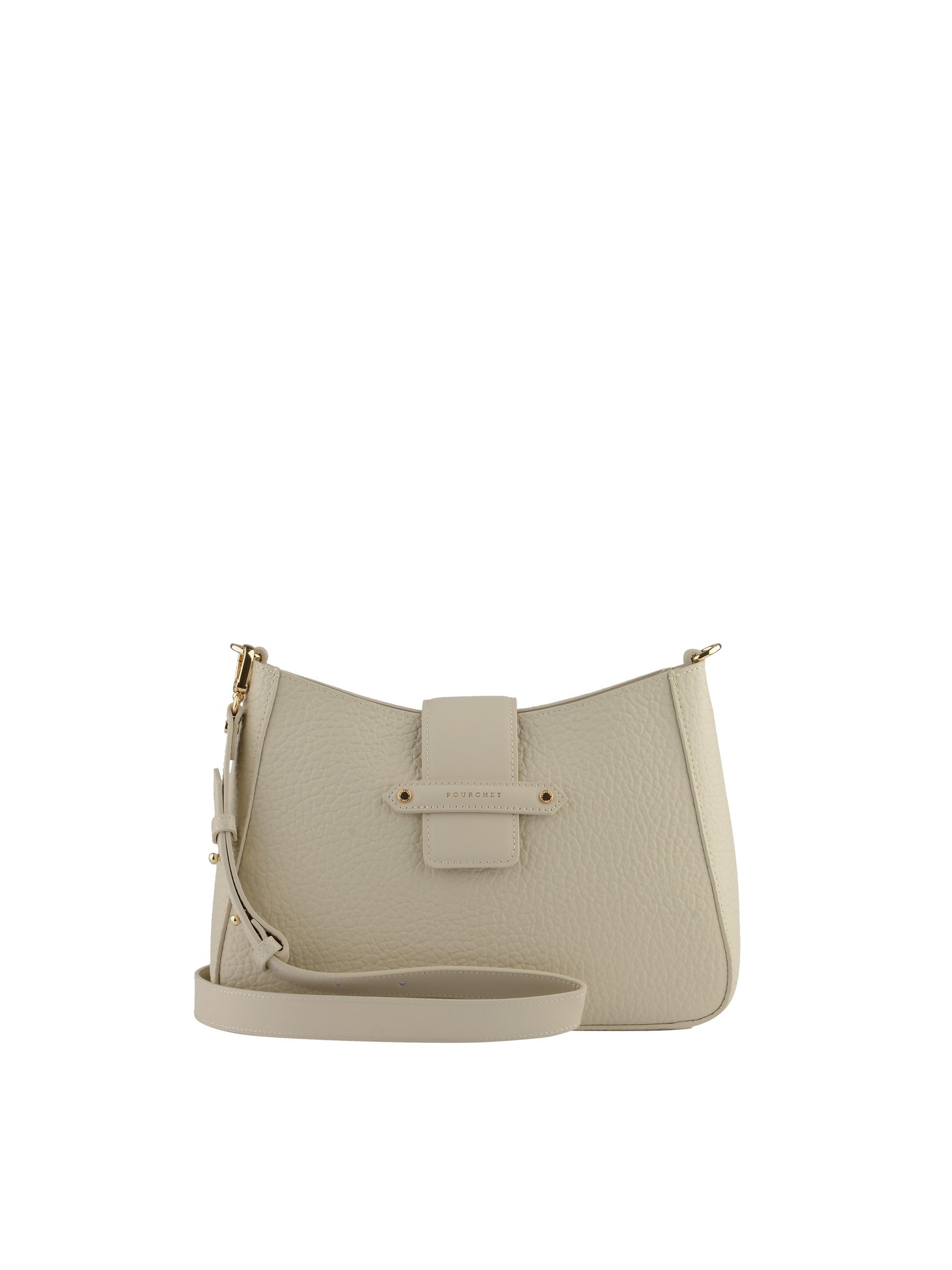 Sac porté épaule en cuir de vachette POURCHET Beige