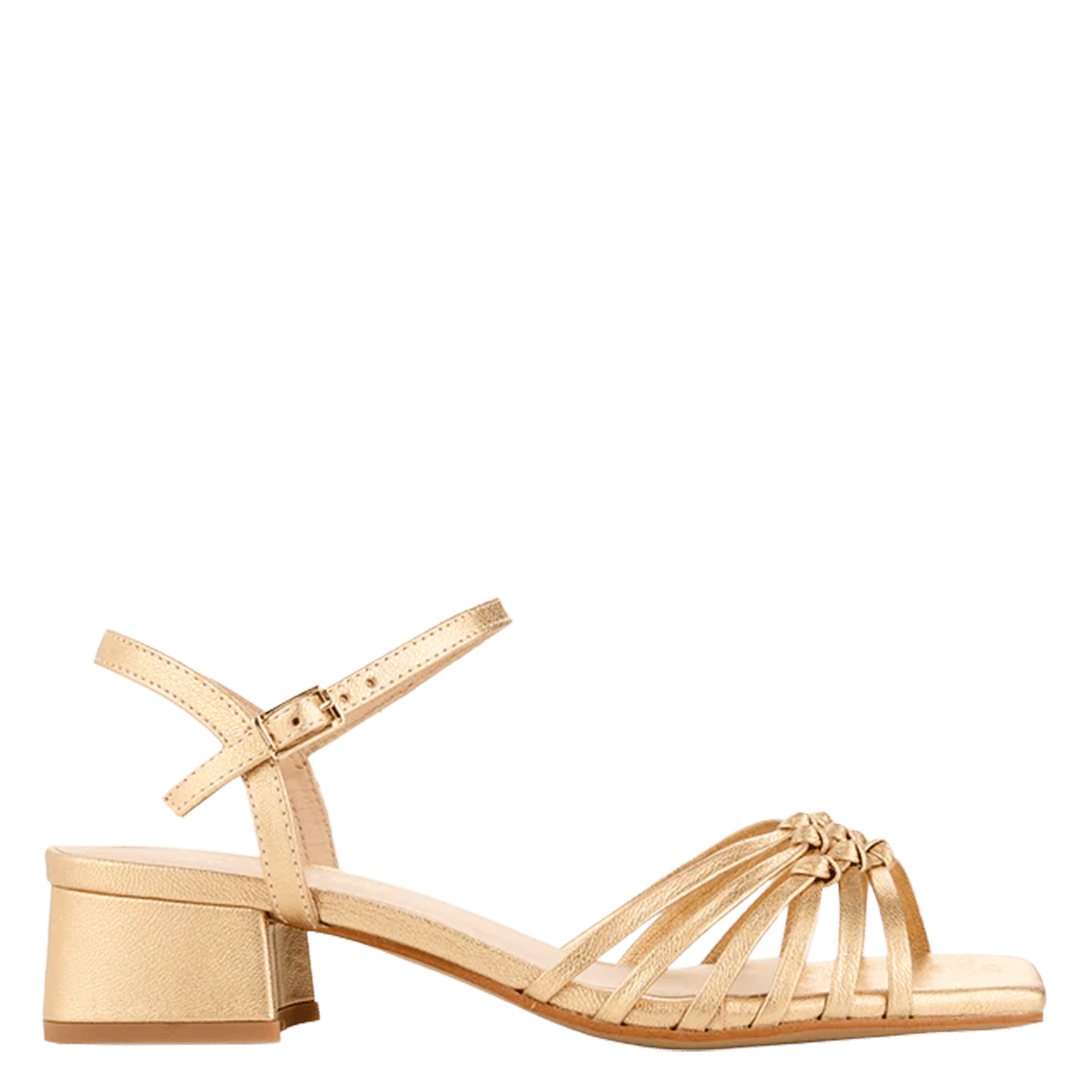 Heeled metallic leather sandals COSMOPARIS Golden