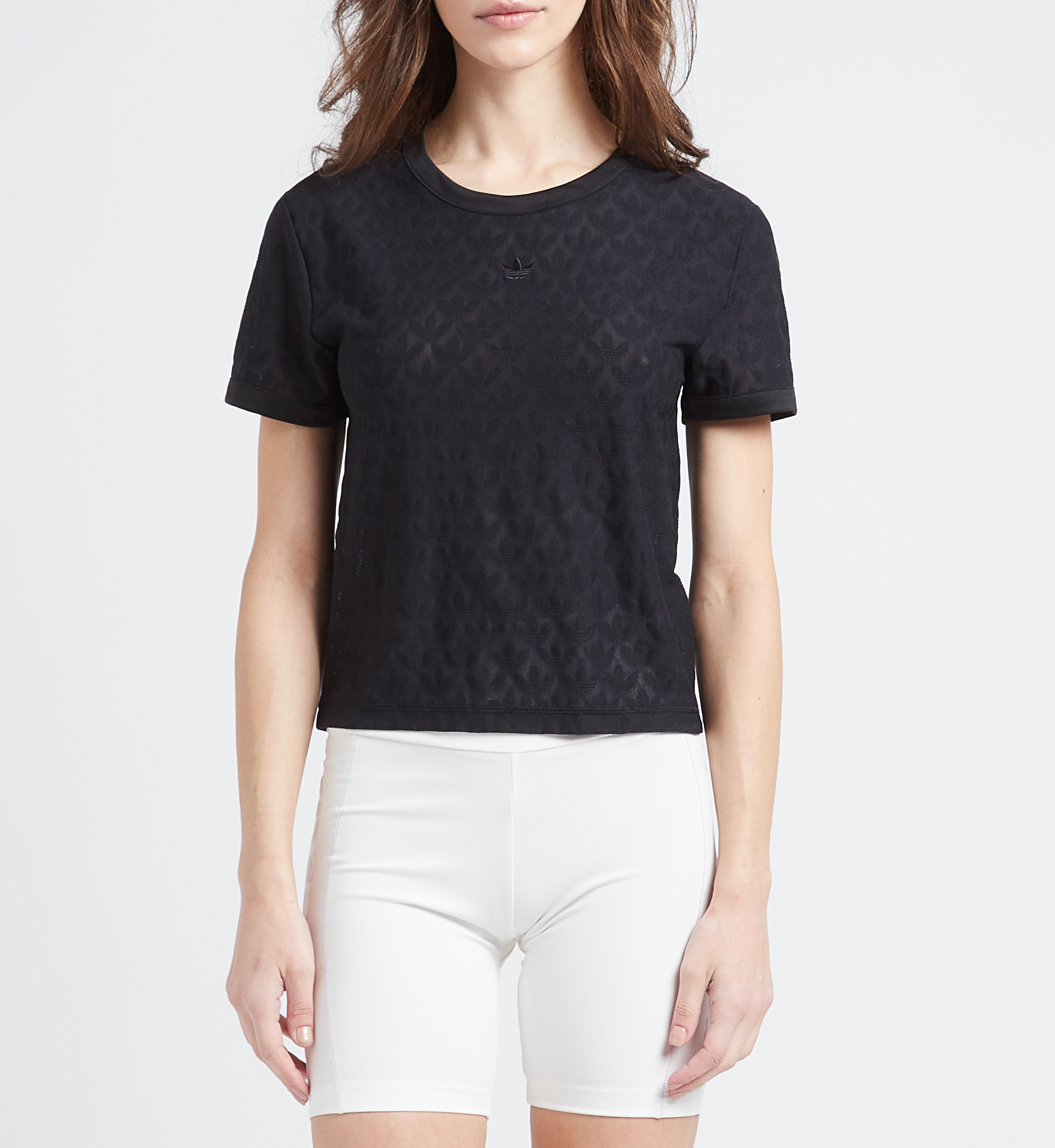 Short-sleeved jacquard monogram T-shirt ADIDAS Black