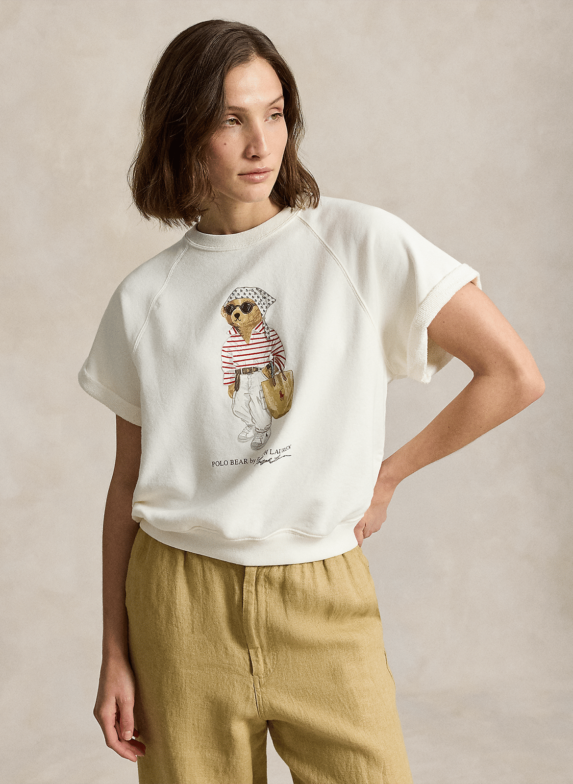 Gerade geschnittenes Rundhals-T-Shirt mit Siebdruck POLO RALPH LAUREN Weiss