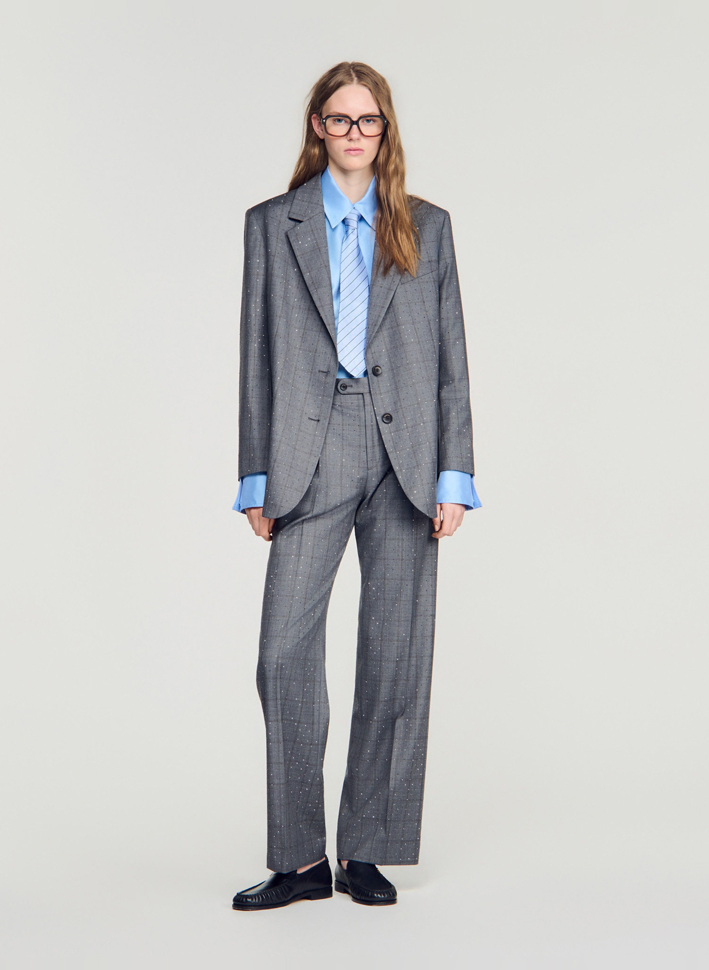 Oversized wollen blazer SANDRO Grijs