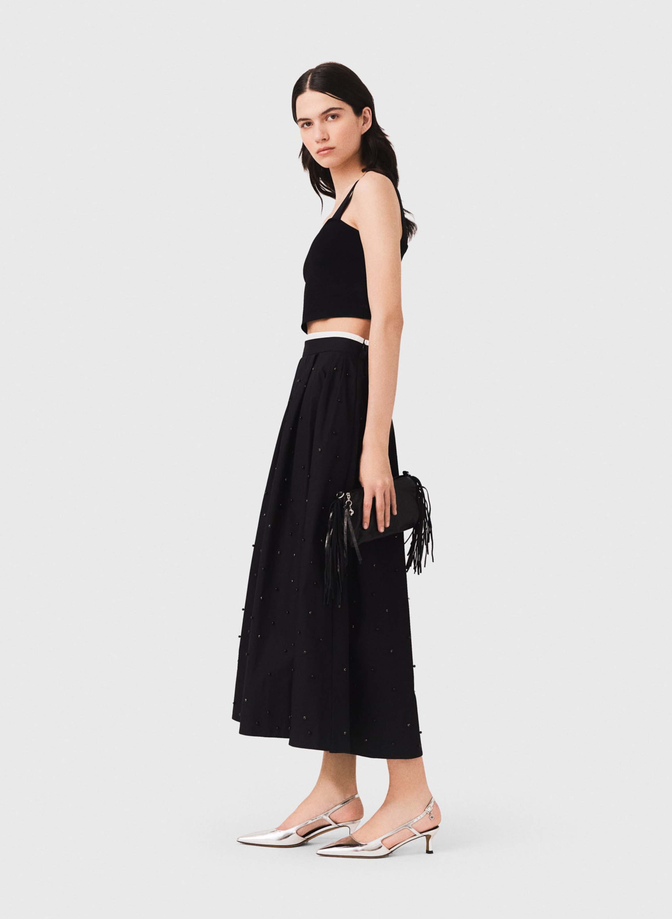 Top court moulant en maille MAJE Noir