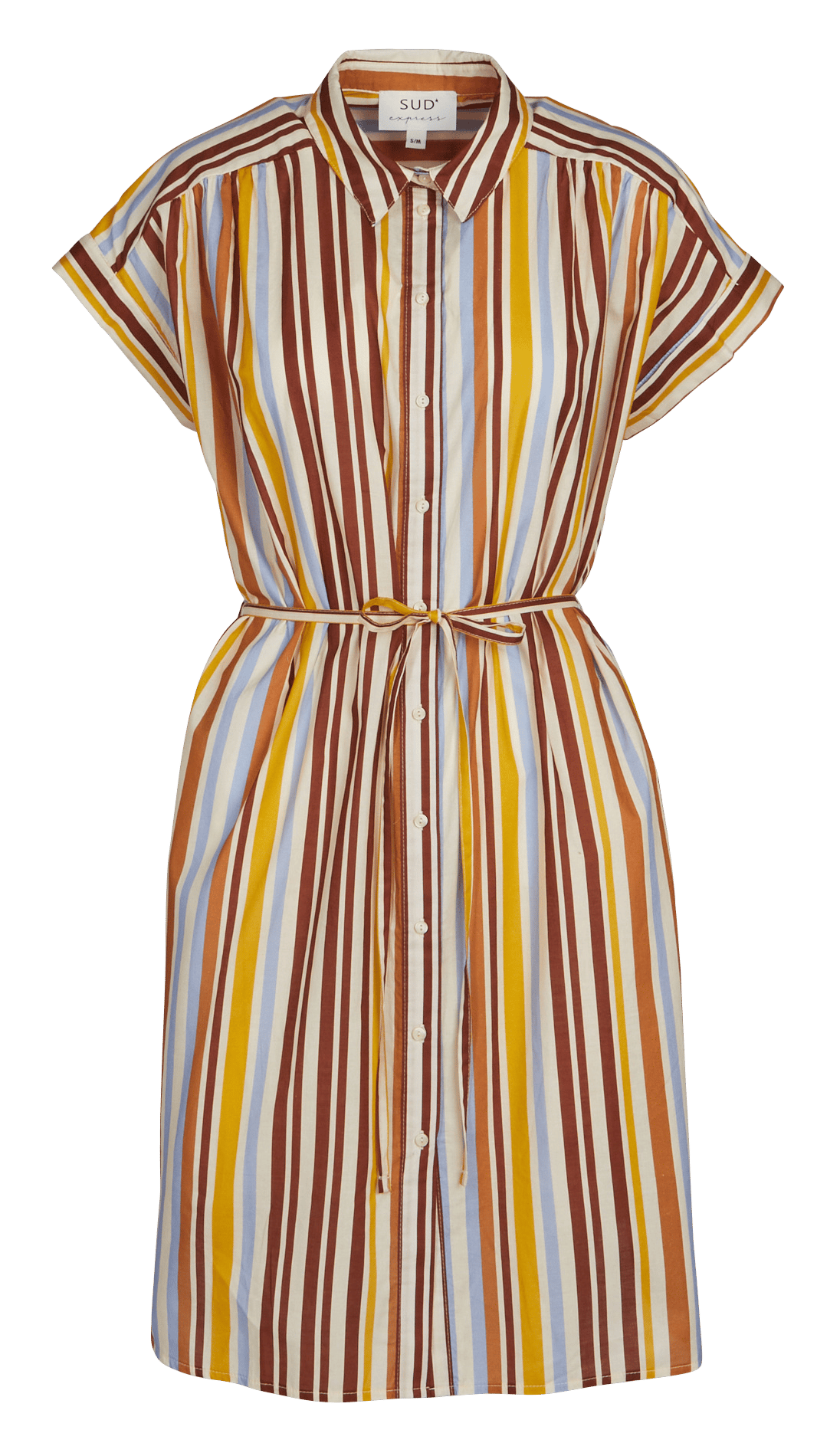 Kurzes, gestreiftes Baumwollkleid SUD EXPRESS Braun