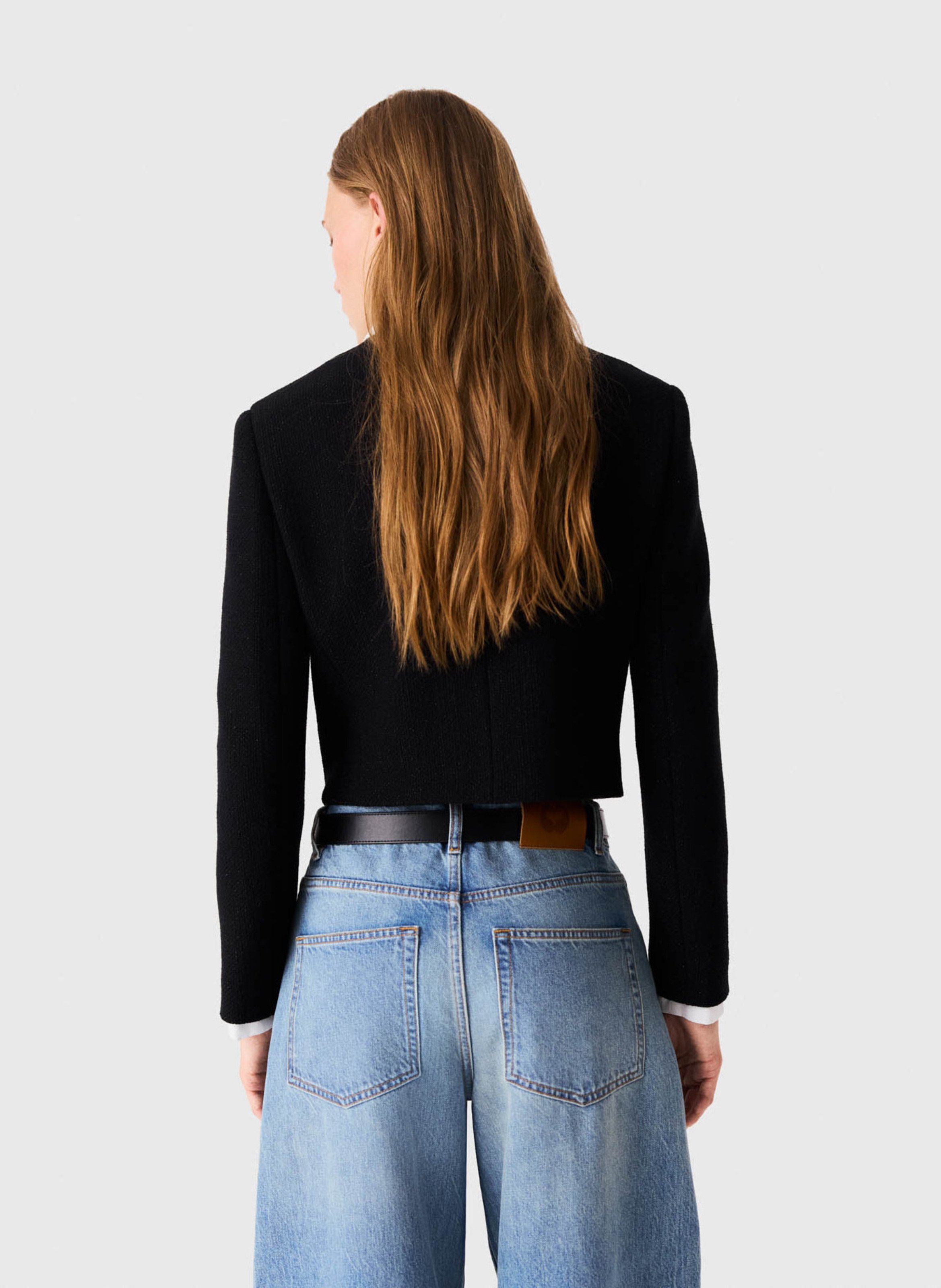 Fitted short jacket in blended cotton. MAJE Black