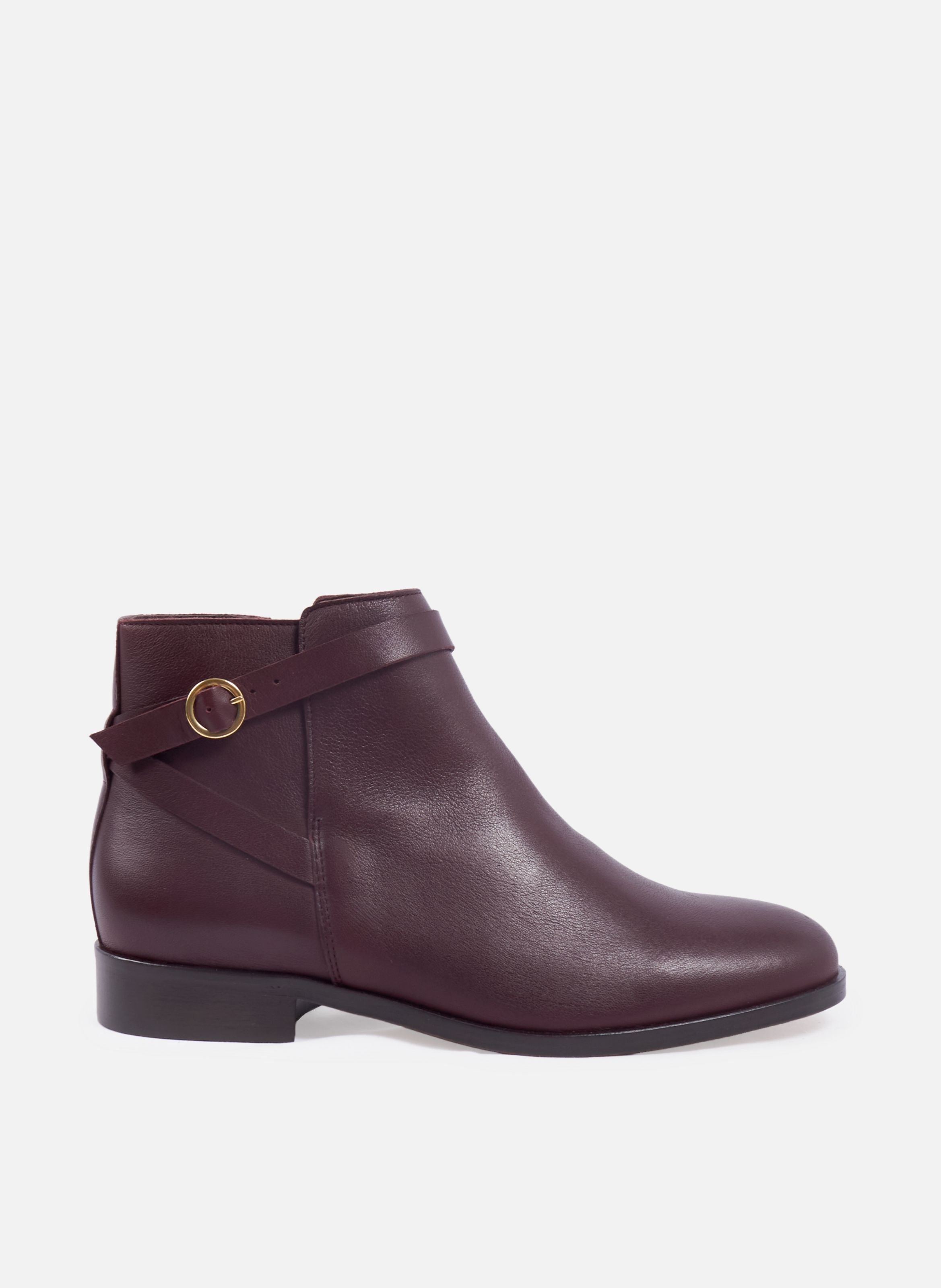 Flat leather riding Mid-calf boots JULES & JENN Red