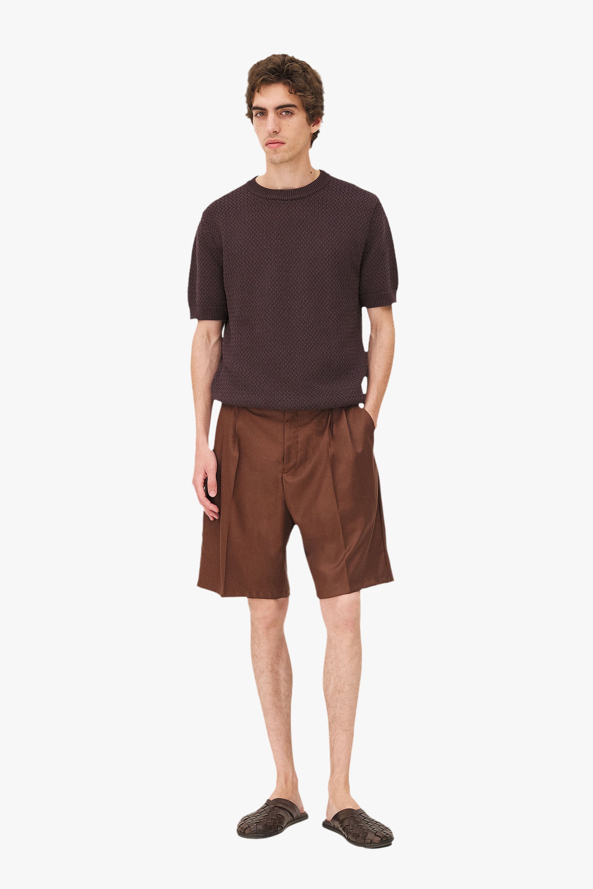 Pleated Como shorts Noyoco Brown