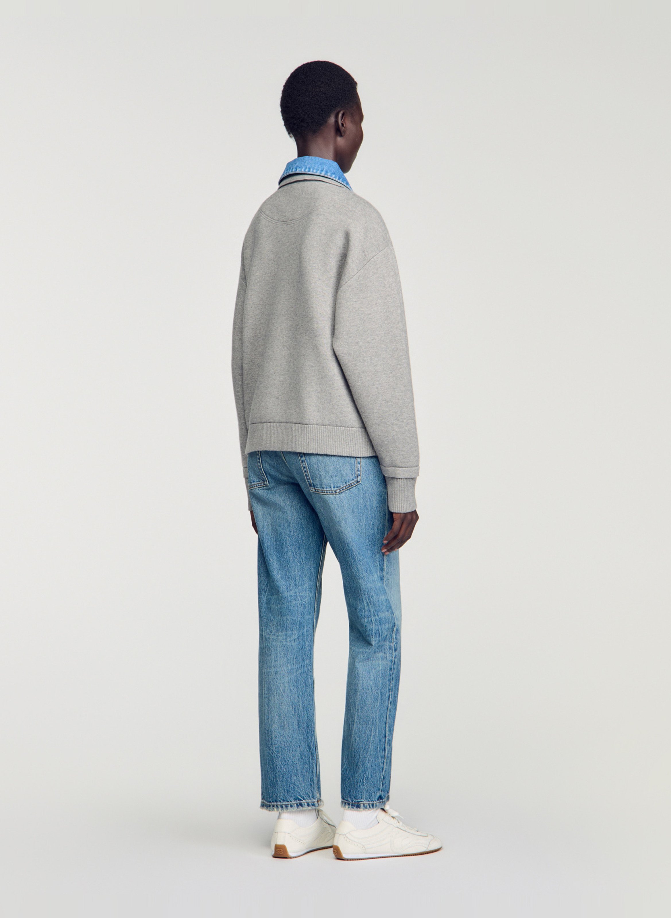 Oversized hybride sweater SANDRO Grijs