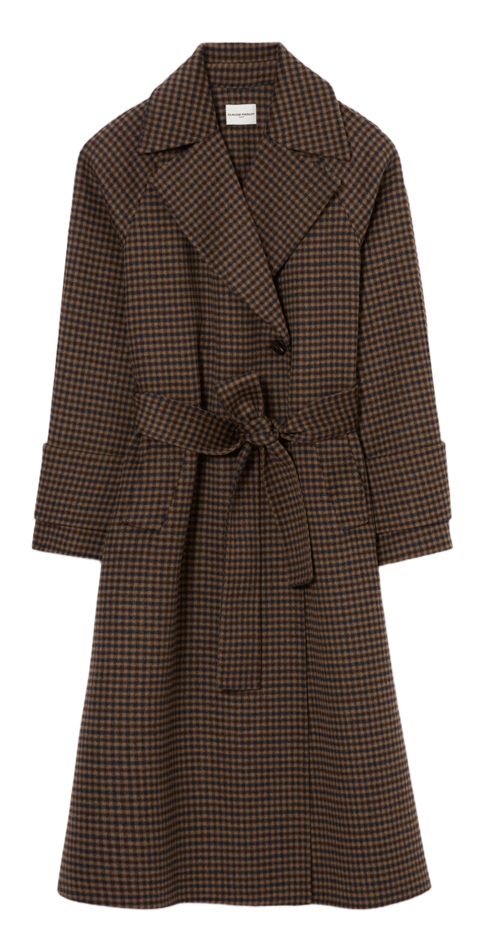 Manteau long ceinturée en laine mélangée CLAUDIE PIERLOT Multicolore