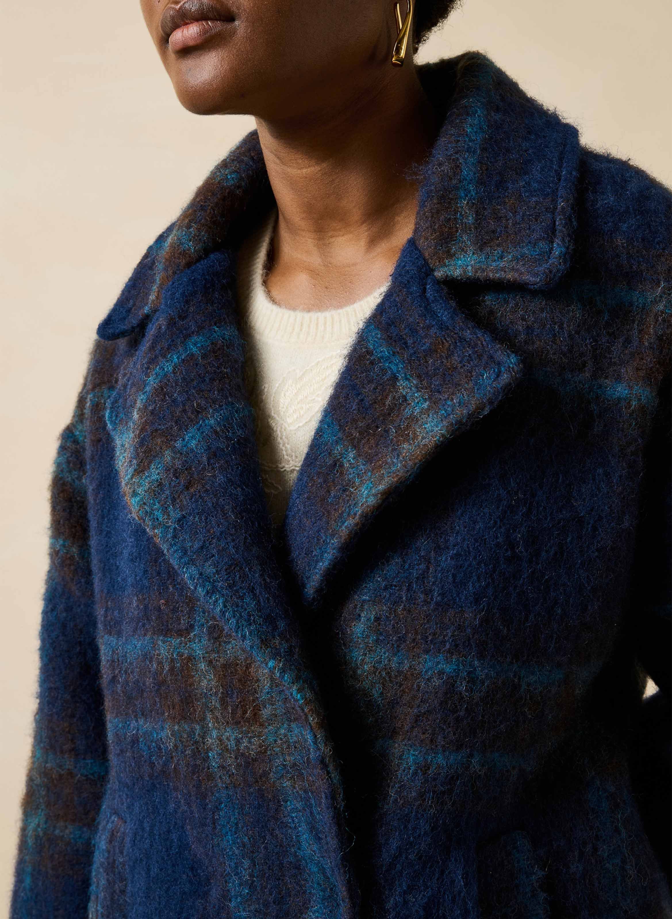 Manteau oversize en laine mélangée LA FEE MARABOUTEE Bleu