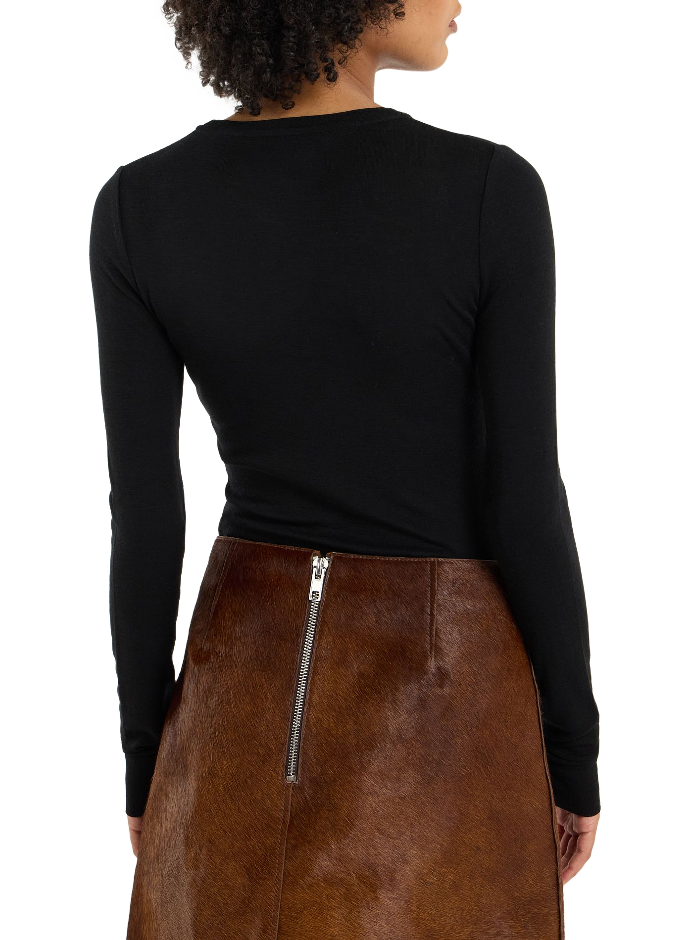 Solid round-neck wool sweater bora SAISON 1865 Black