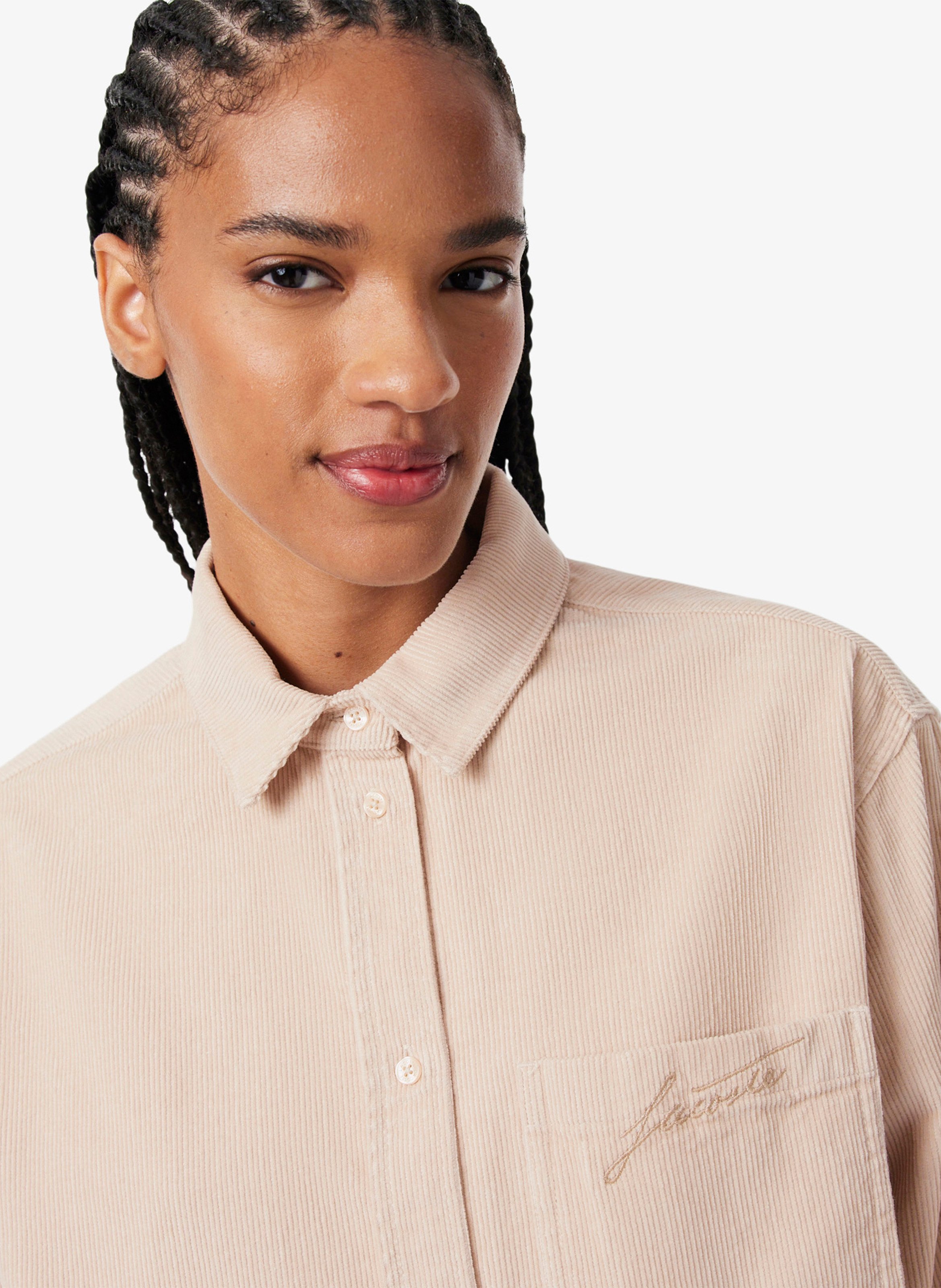 Surchemise oversize velours côtelé en coton LACOSTE Beige