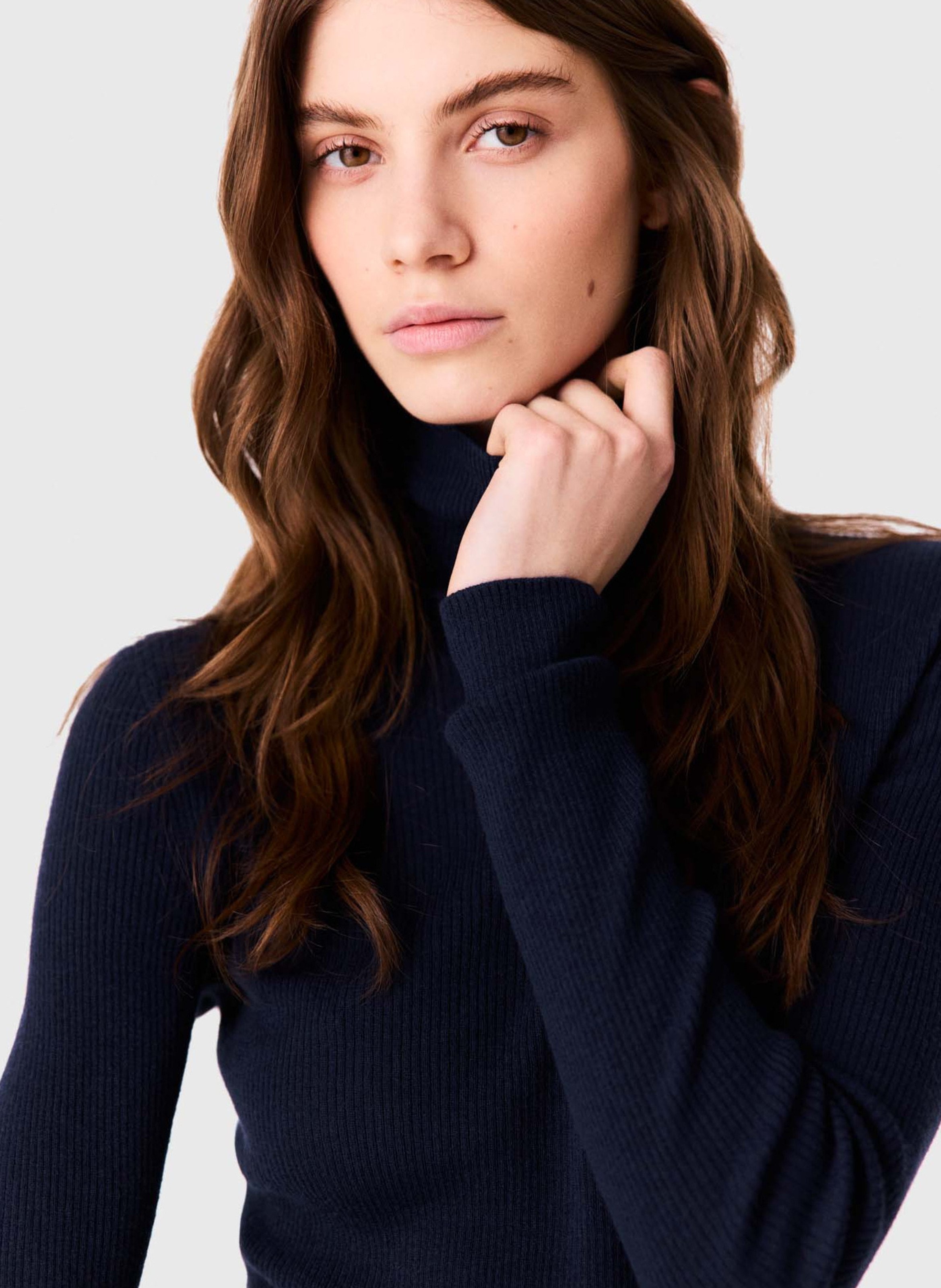 Fitted wool and silk sweater MAJE Blue