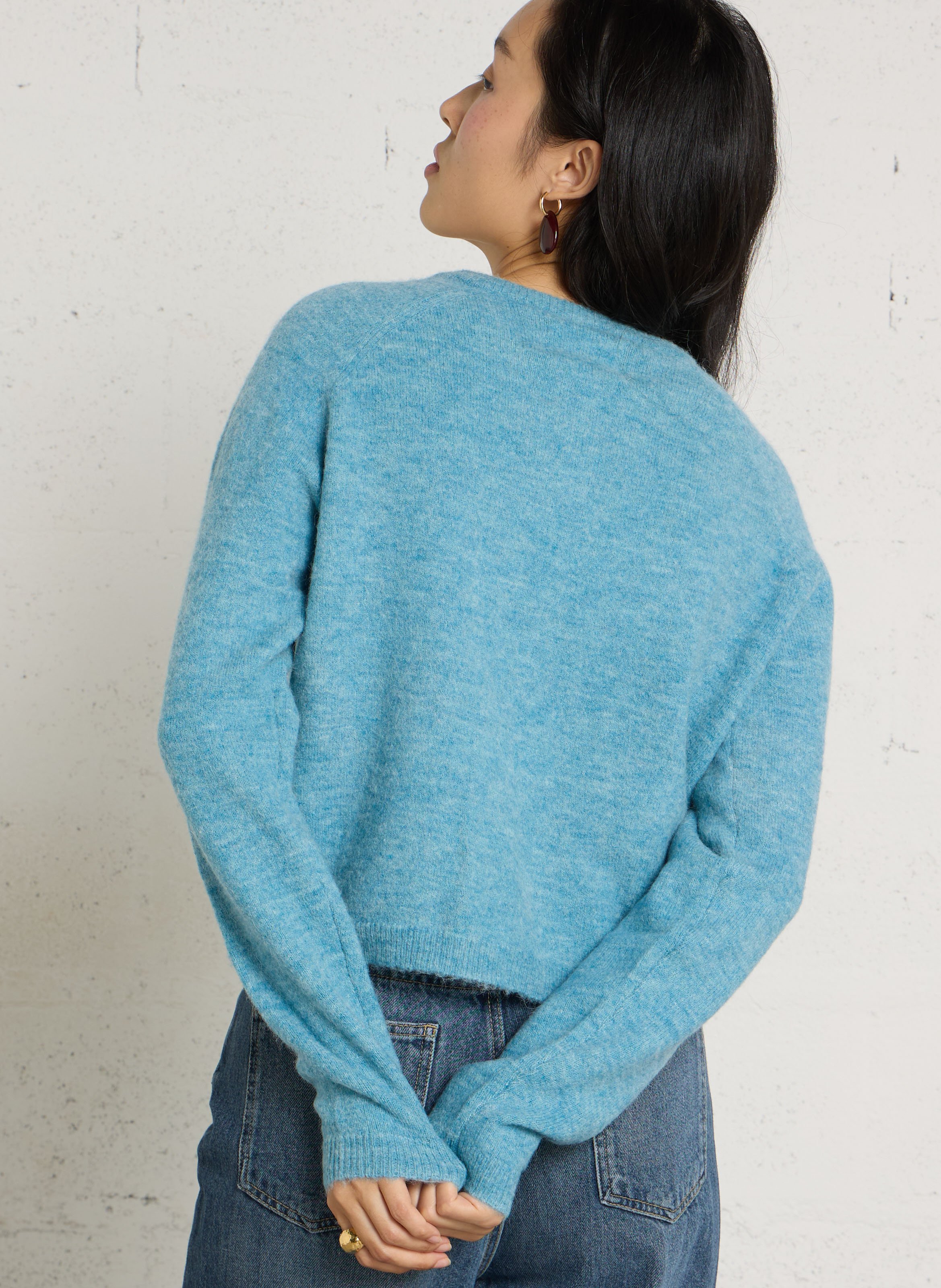 Short buttoned sleeveless cardigan LEON & HARPER Blue