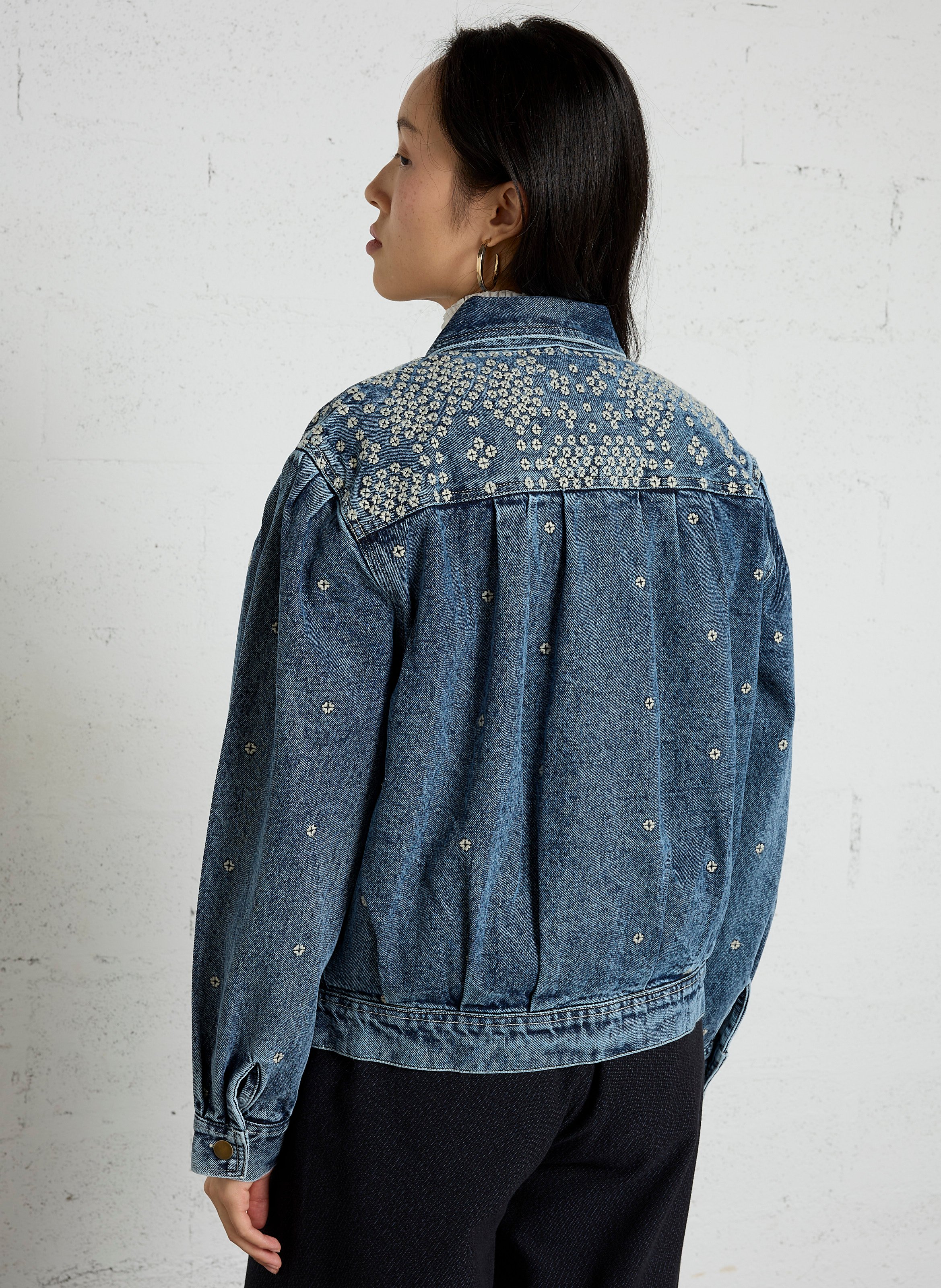 Jacket with classic cotton denim collar MAISON HOTEL Blue