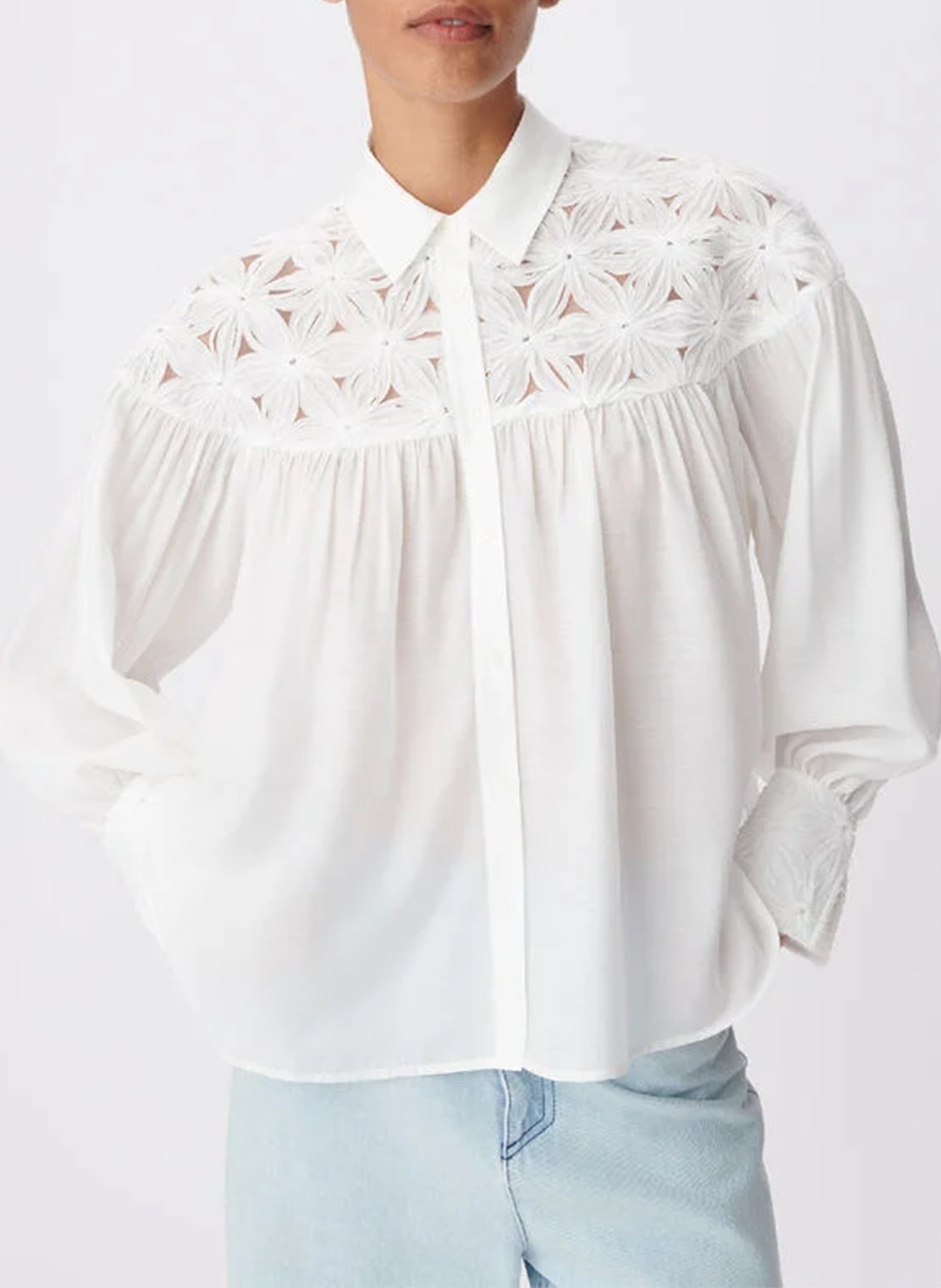 Chemise fluide avec détail fleurs IKKS Blanc