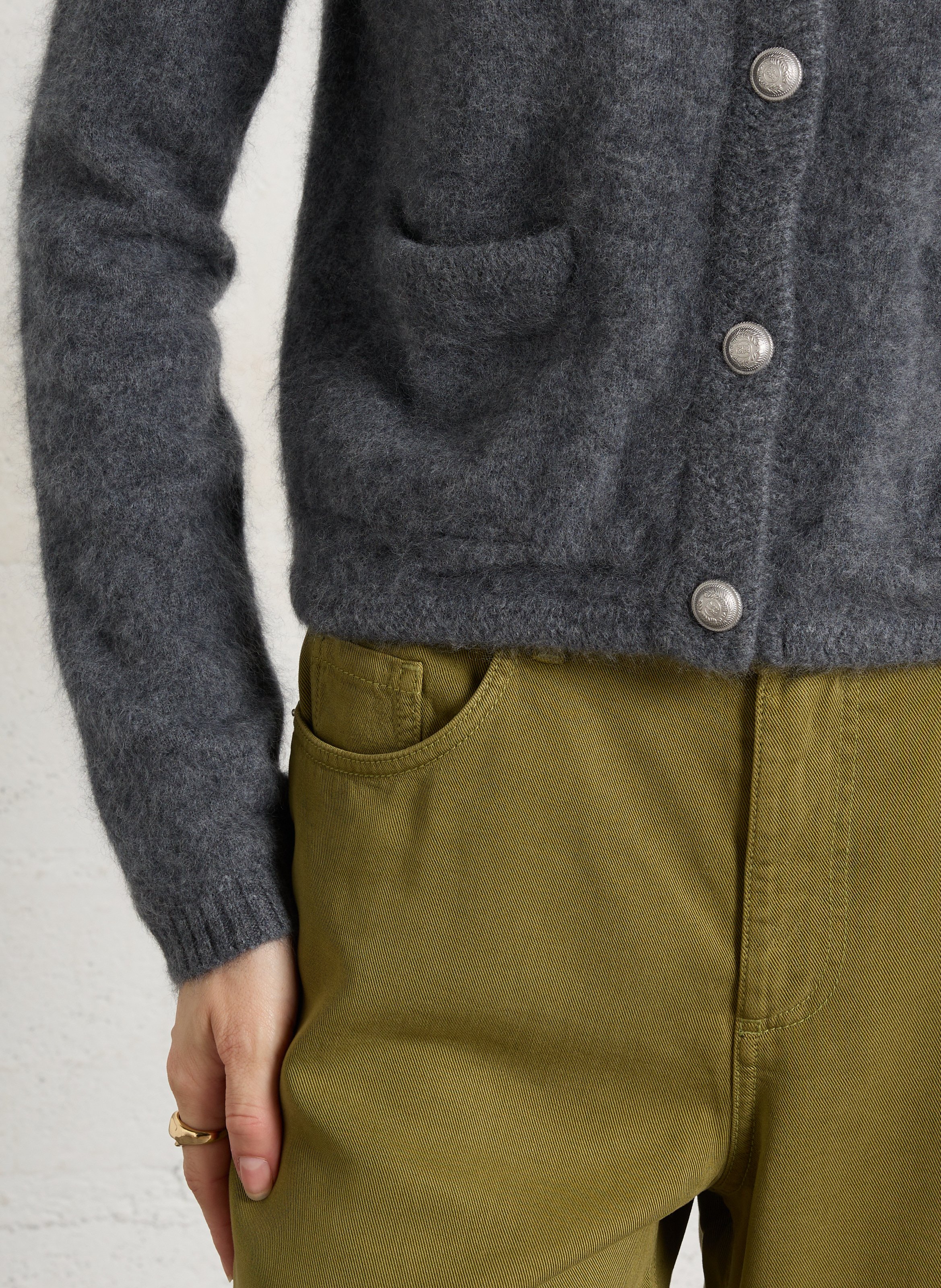 Strickjacke aus Wolle mit Rundhalsausschnitt IKKS Grau