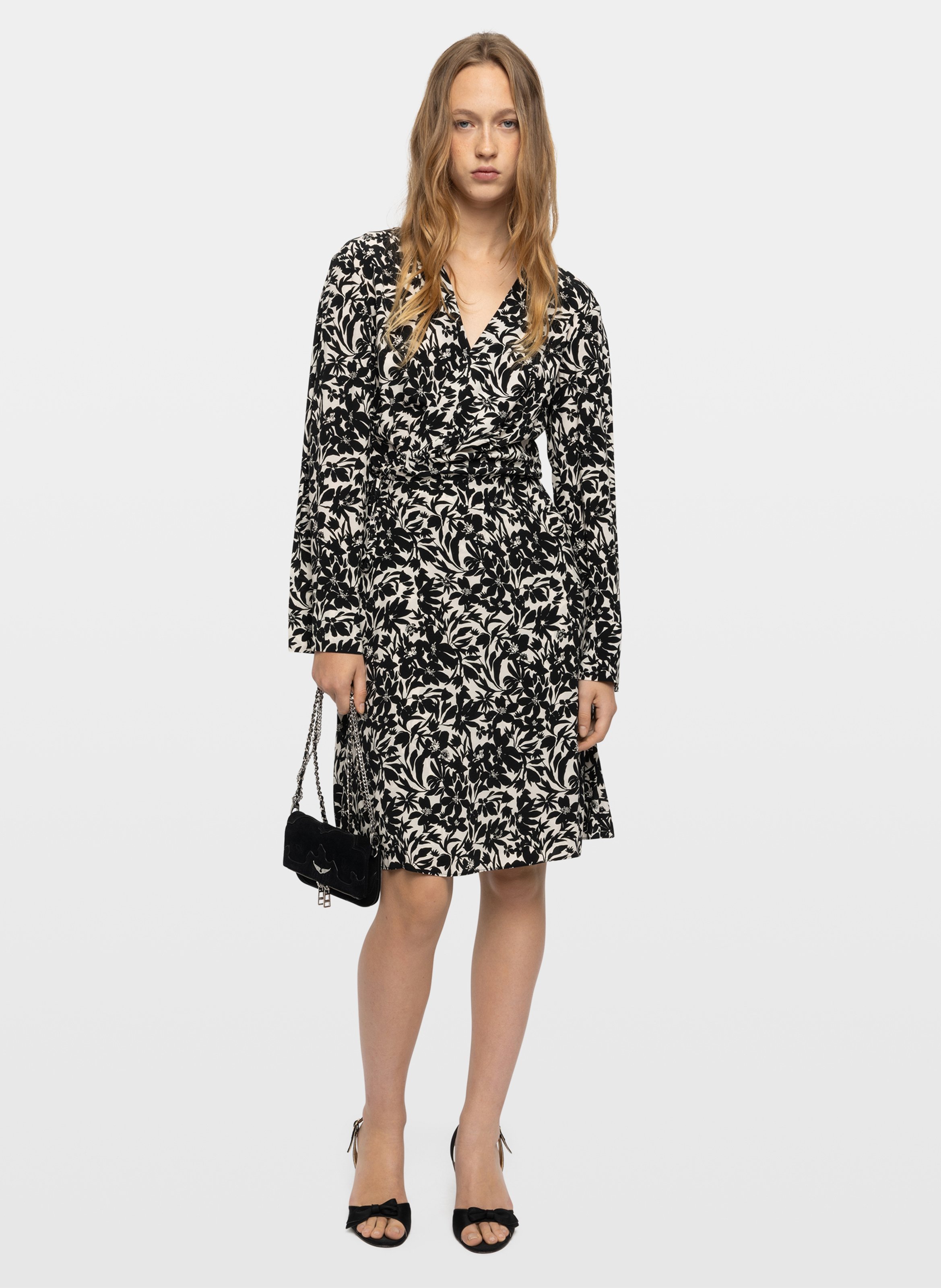Korte jurk met lange mouwen en print ZADIG&VOLTAIRE Zwart