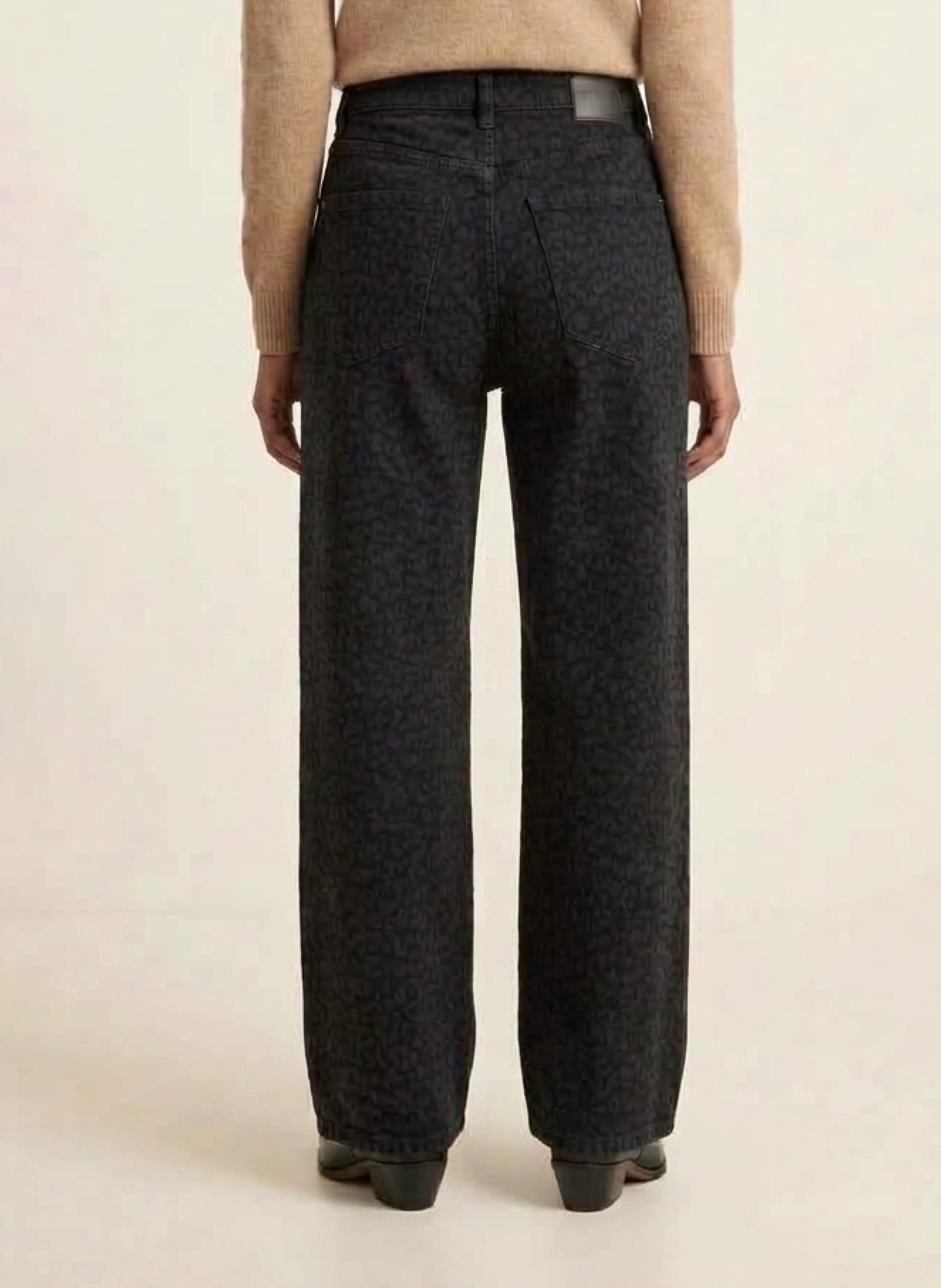 Rechte jeans met dierenprint van katoenmenging KOOKAI Zwart
