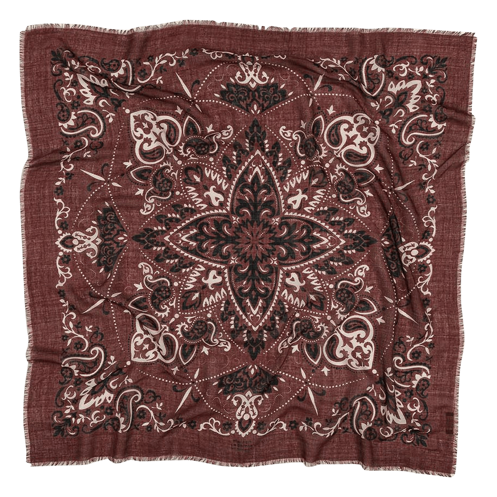 Haddock wool and silk printed scarf MAISON LECOMTE FLAMENT Brown