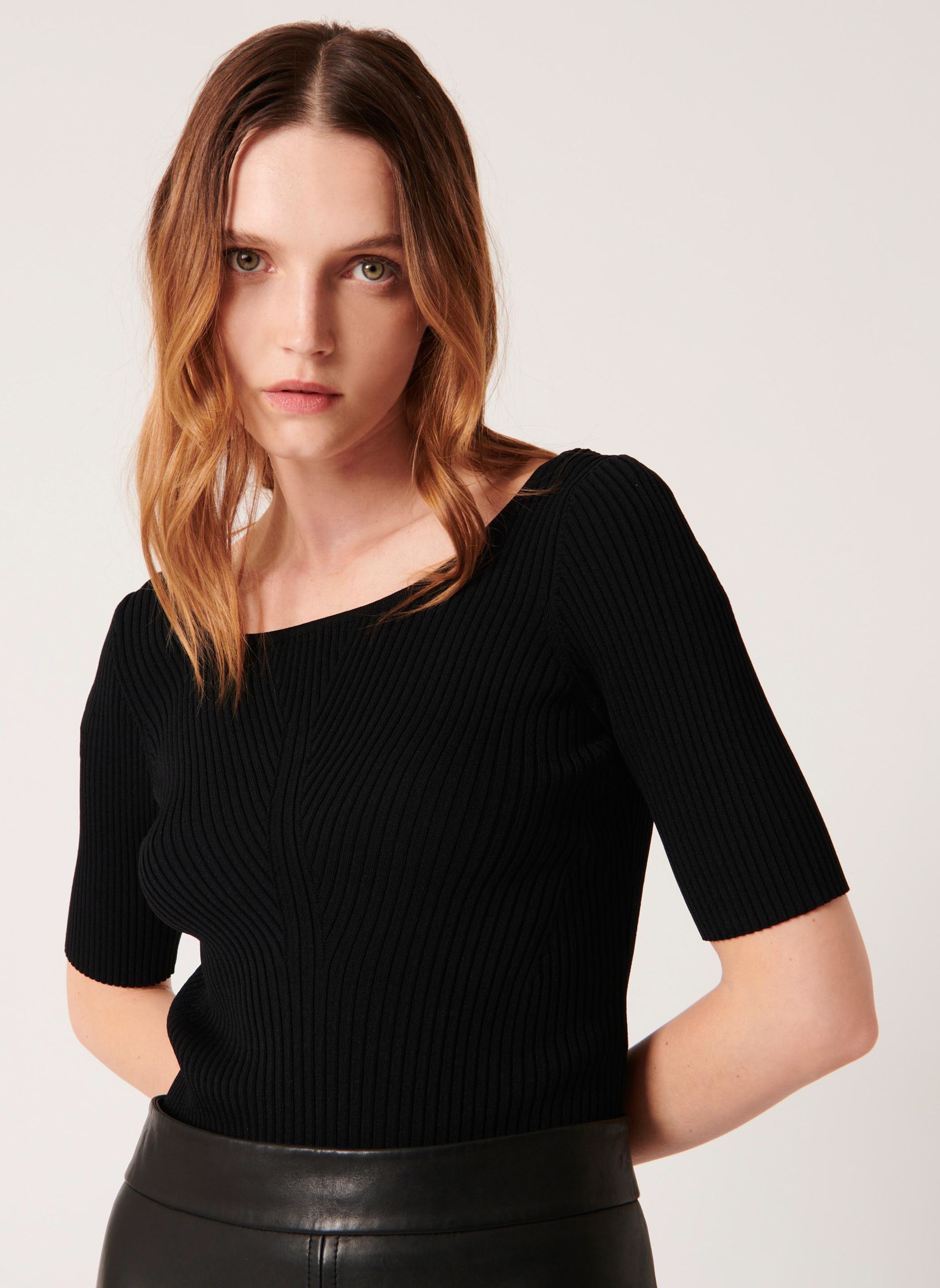 Black low hotsell cut sweater