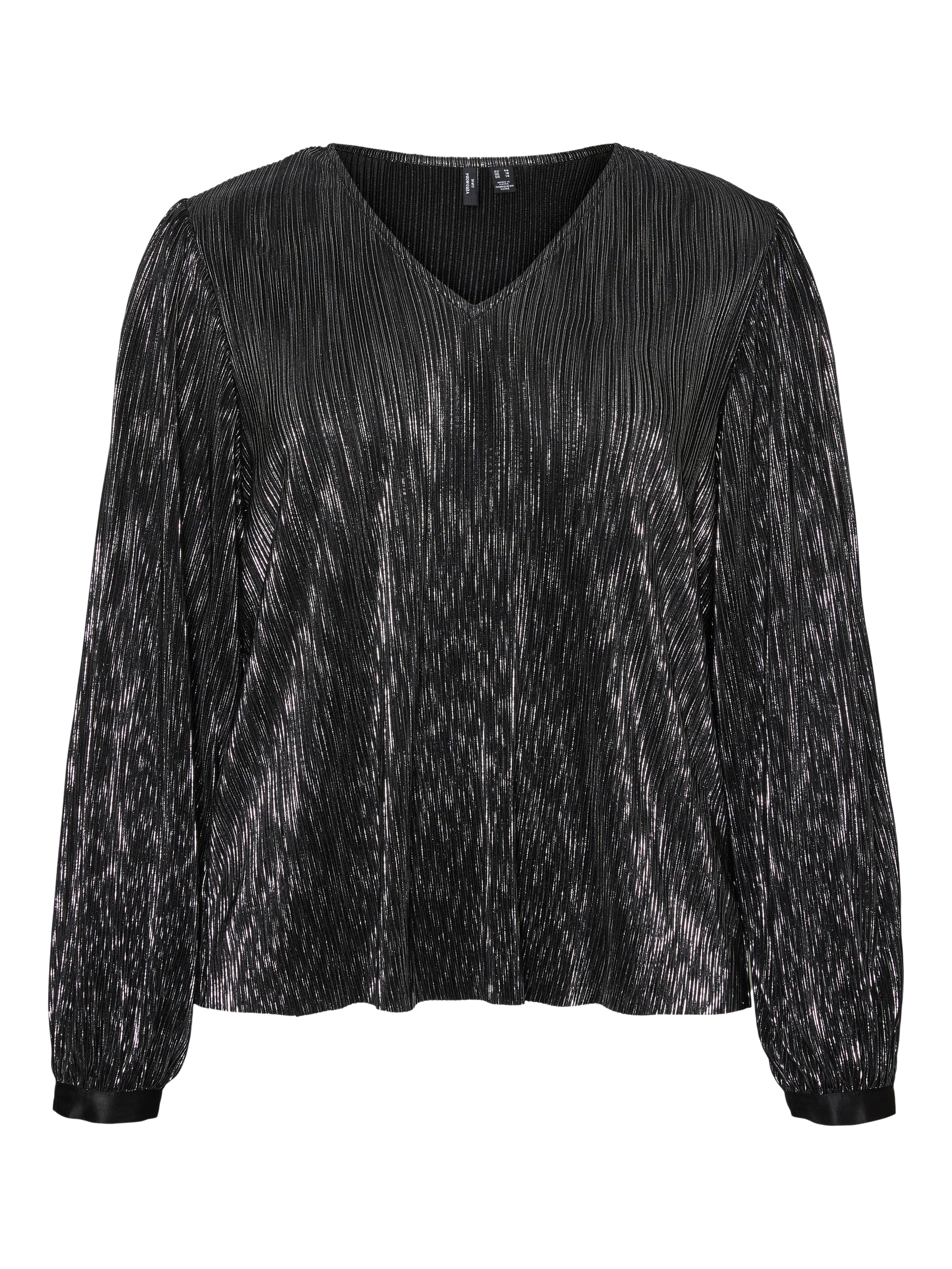 Top droit à col V VERO MODA CURVE Noir