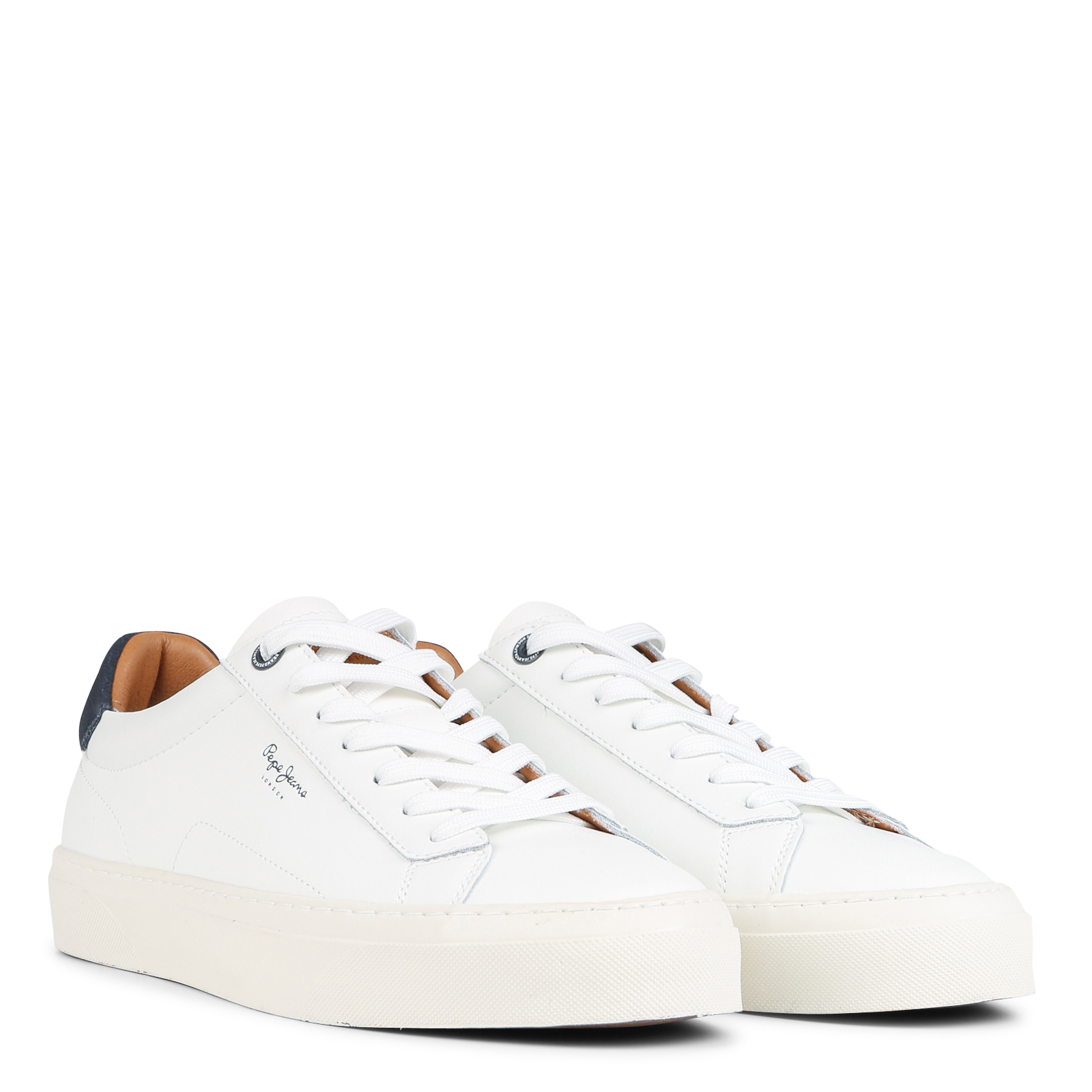 Low-top mixed leather trainers PEPE JEANS White