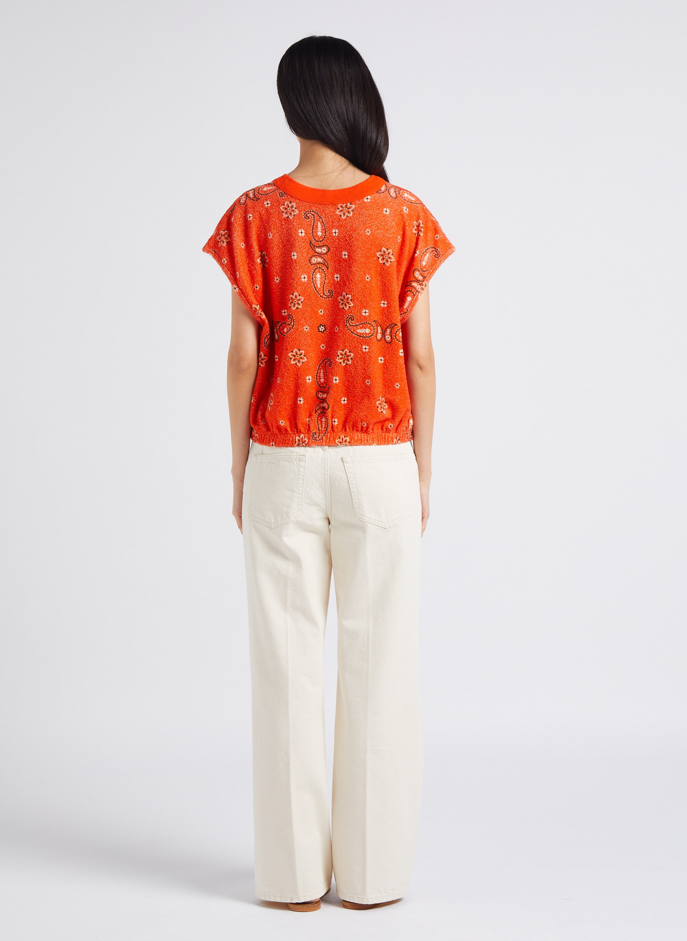 Printed organic cotton terry-look T-shirt BELLEROSE Grey