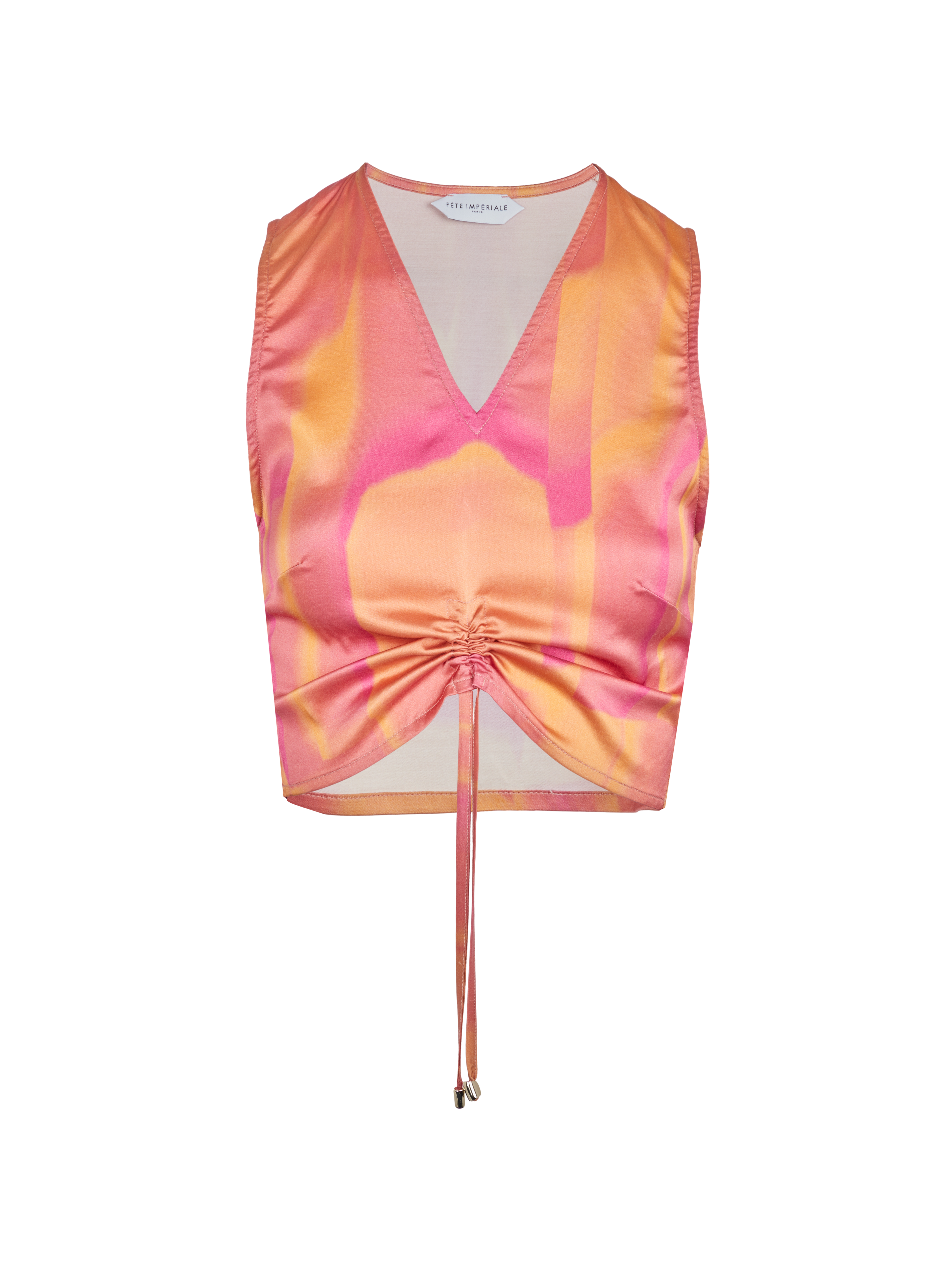 Fluid printed crop top with pleats FETE IMPERIALE Multicolored