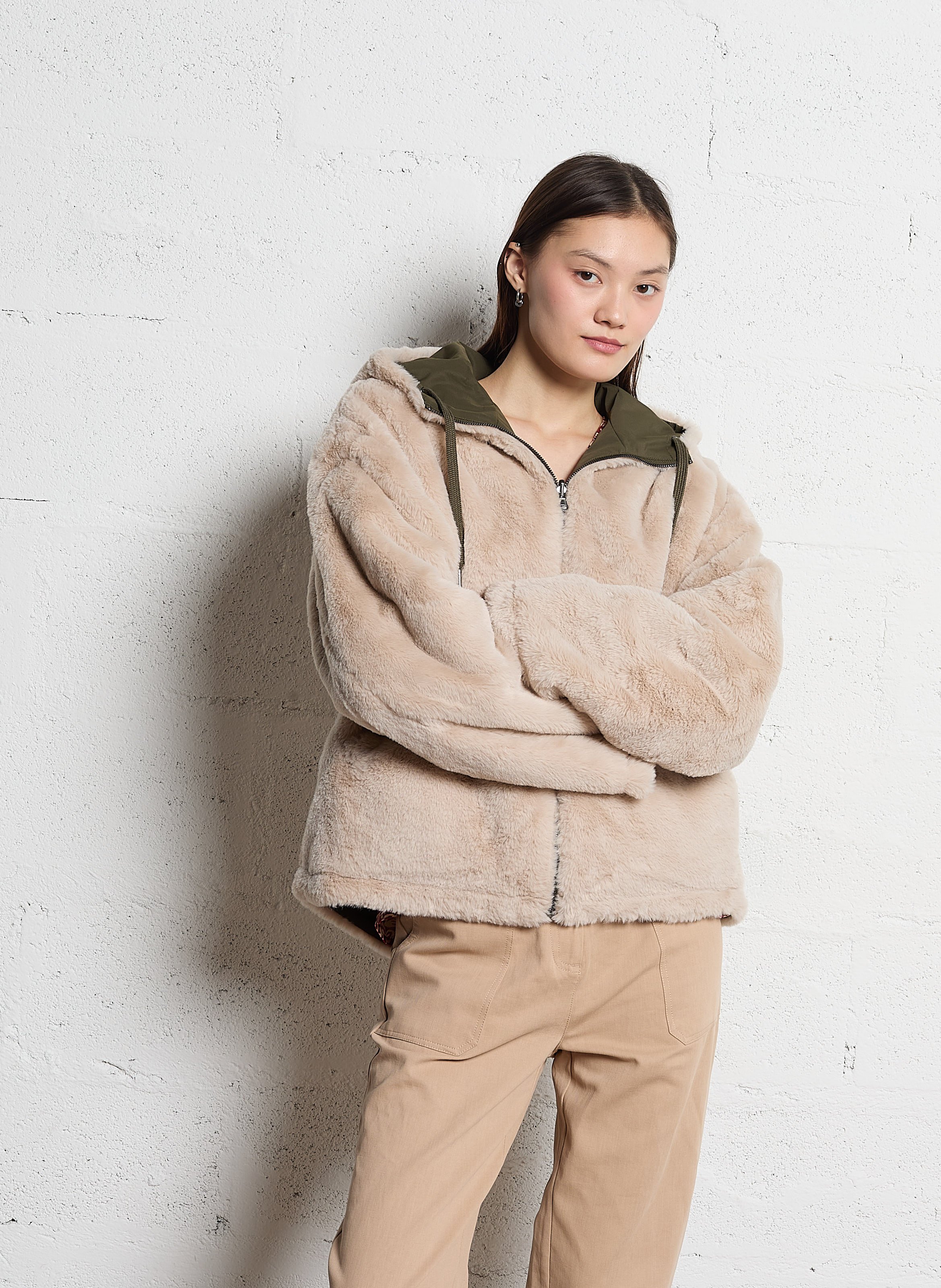 Parka corta reversible Verde