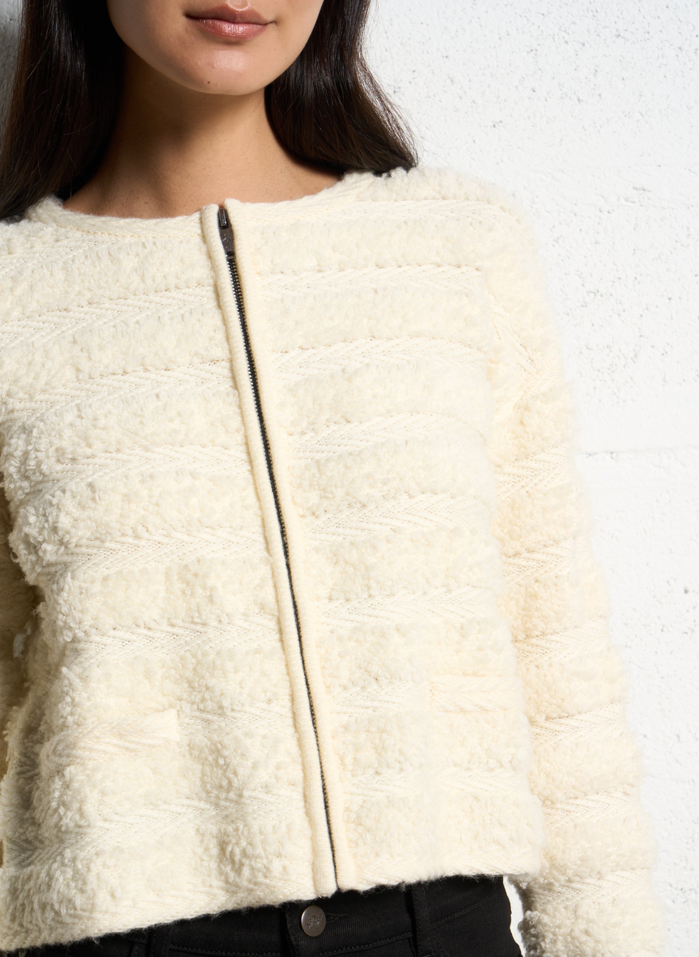 Knitted straight cardigan ONE STEP White