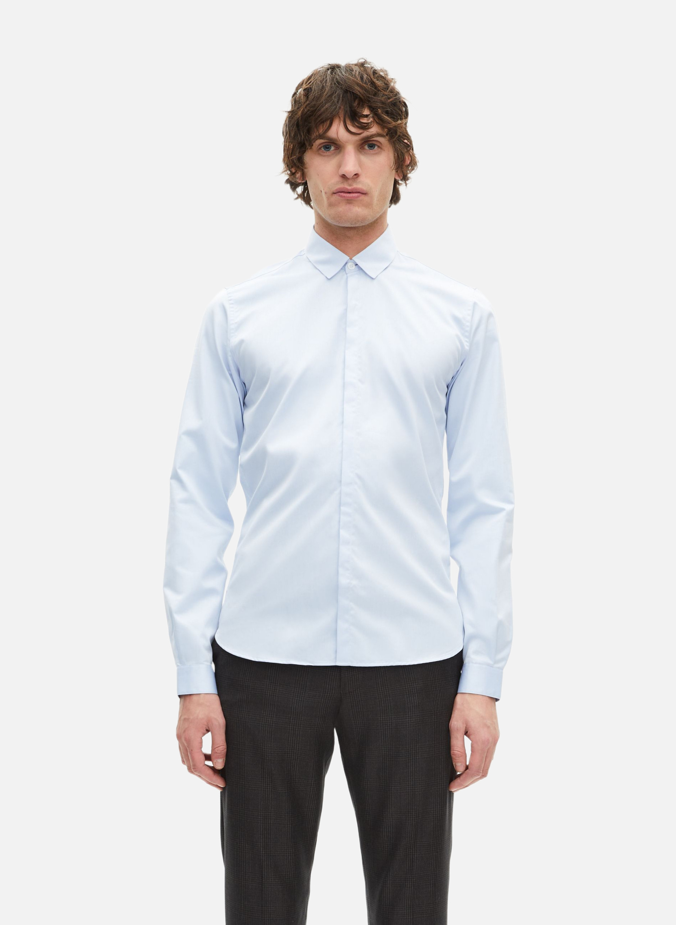 Cotton shirt with classic collar THE KOOPLES Blue