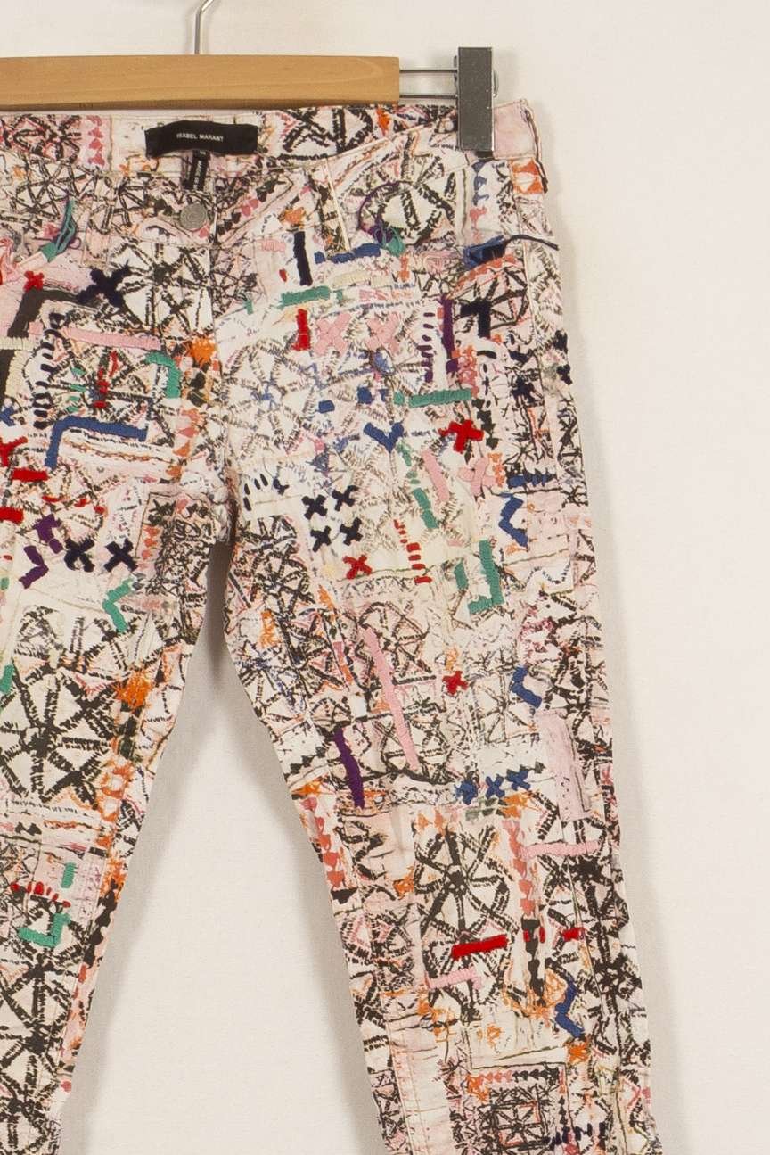 Cropped slim jeans with studs ISABEL MARANT - Seconde Main Multicolored