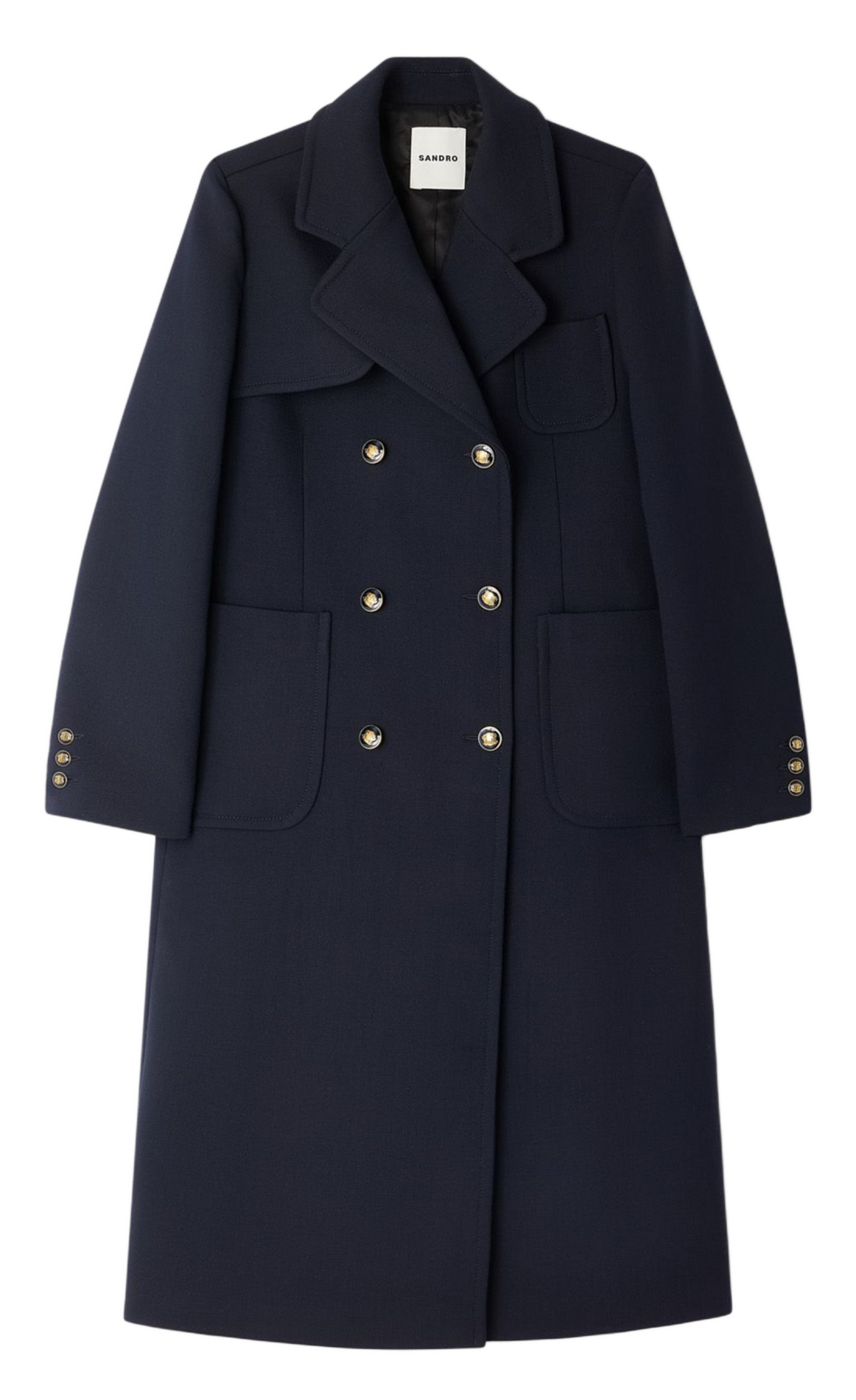 Manteau col tailleur SANDRO Bleu