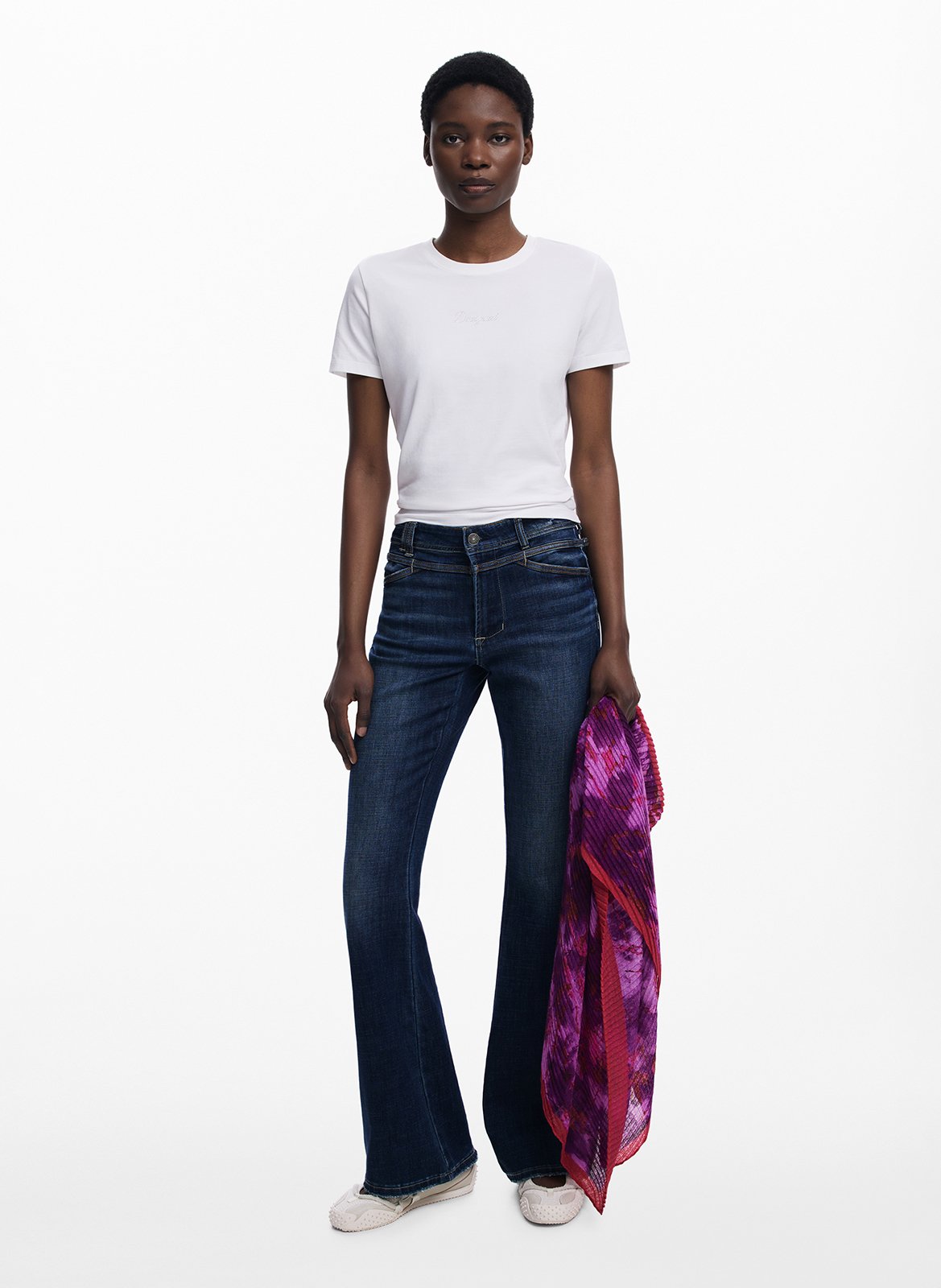 Foulard rectangulaire froissé à fleurs DESIGUAL Rouge