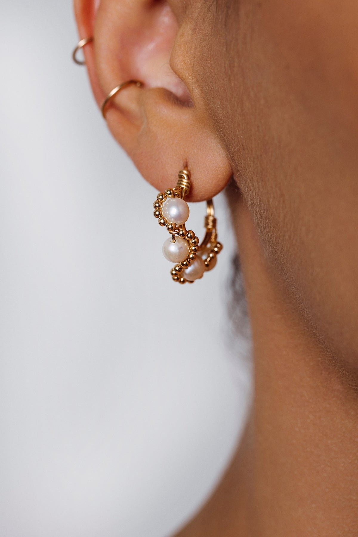 Mira pearl creole earrings YAY Golden
