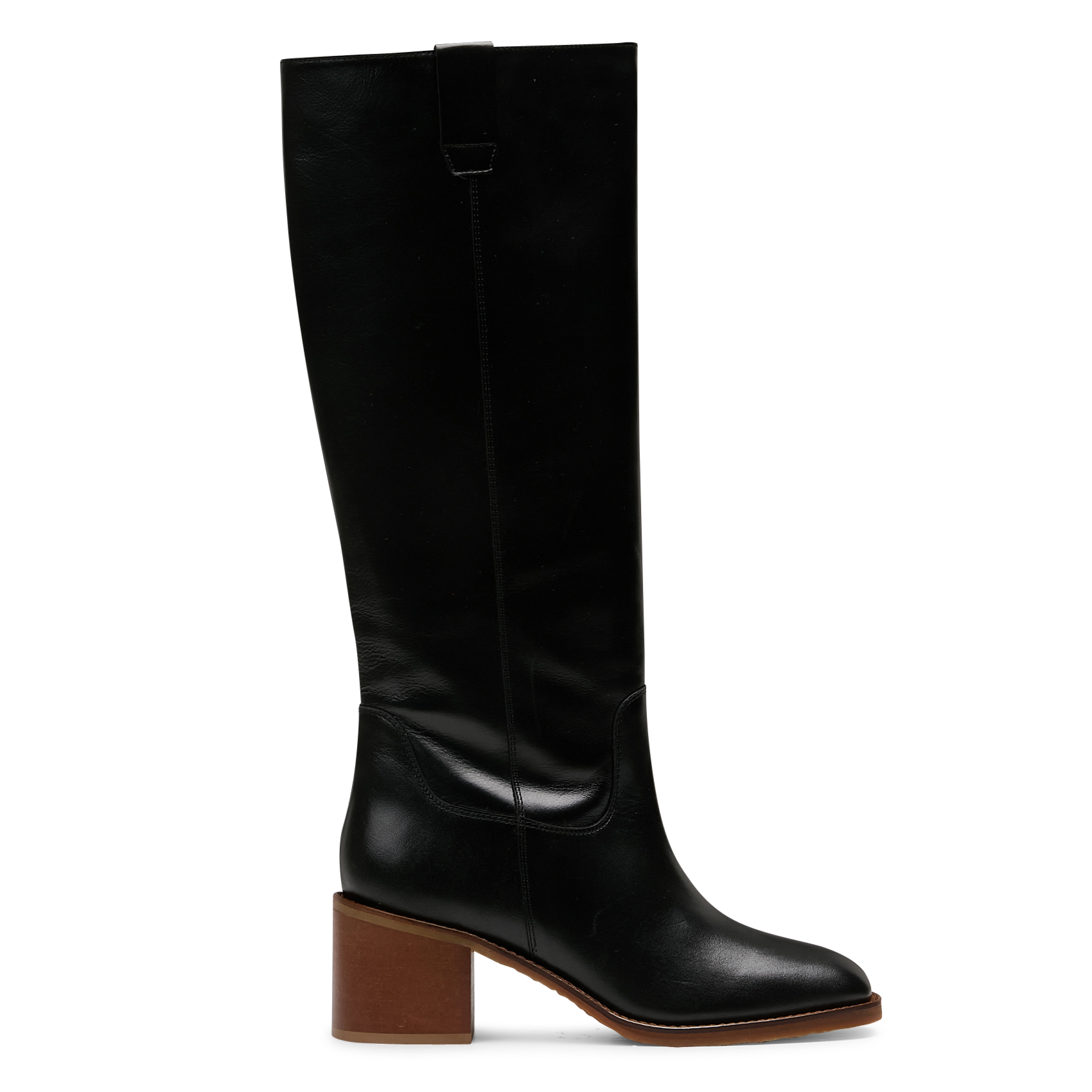 Bottes hautes unies en cuir lisse MAISON 123 Noir