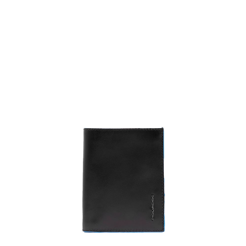 Men's vertical wallet with coin pocket, credit card slots, 2 ID windows, and RFID protection PIQUADRO