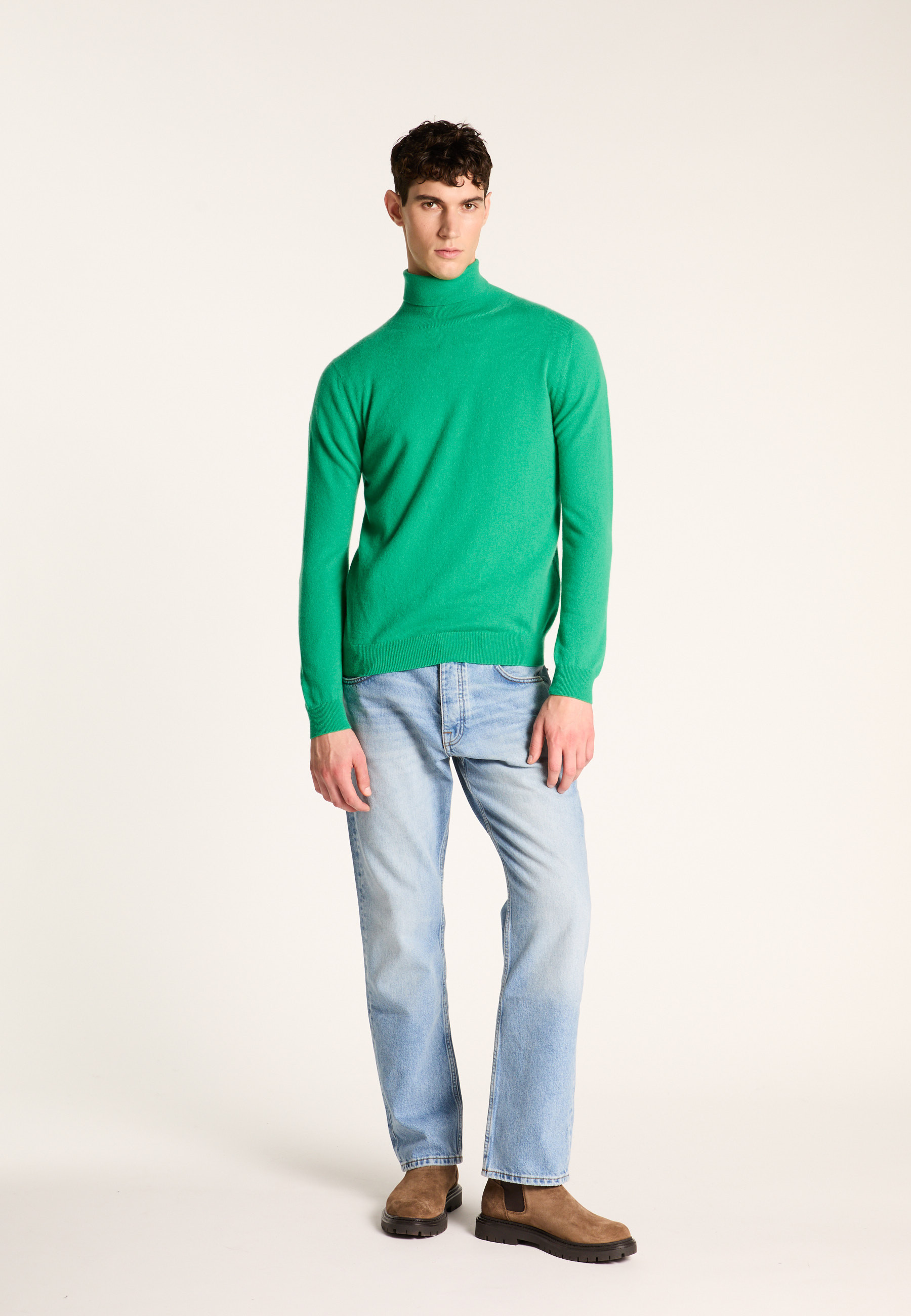 Cashmere polo neck sweater MAISON MONTAGUT Green