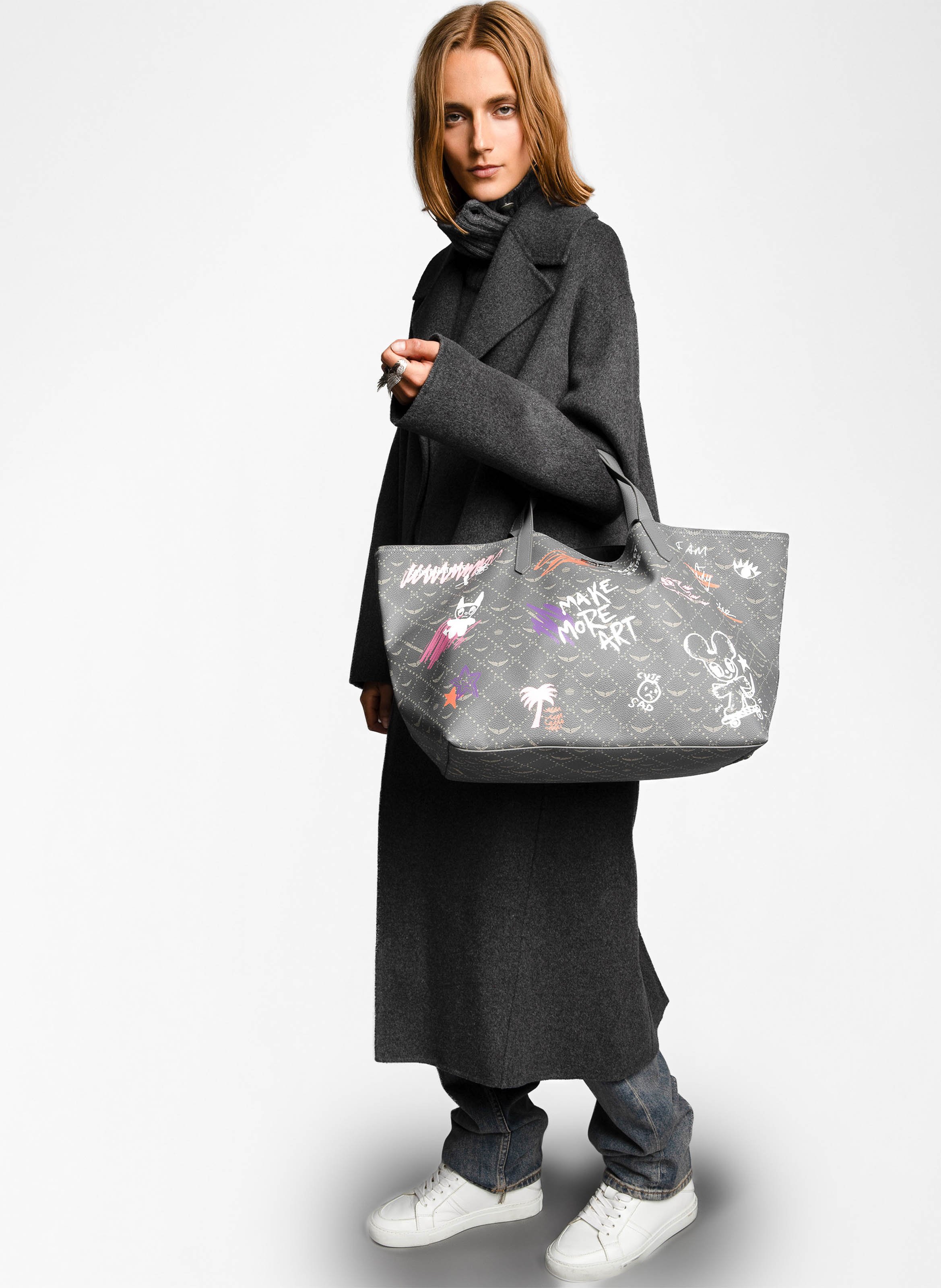 Printed tote bag ZADIG&VOLTAIRE Grey