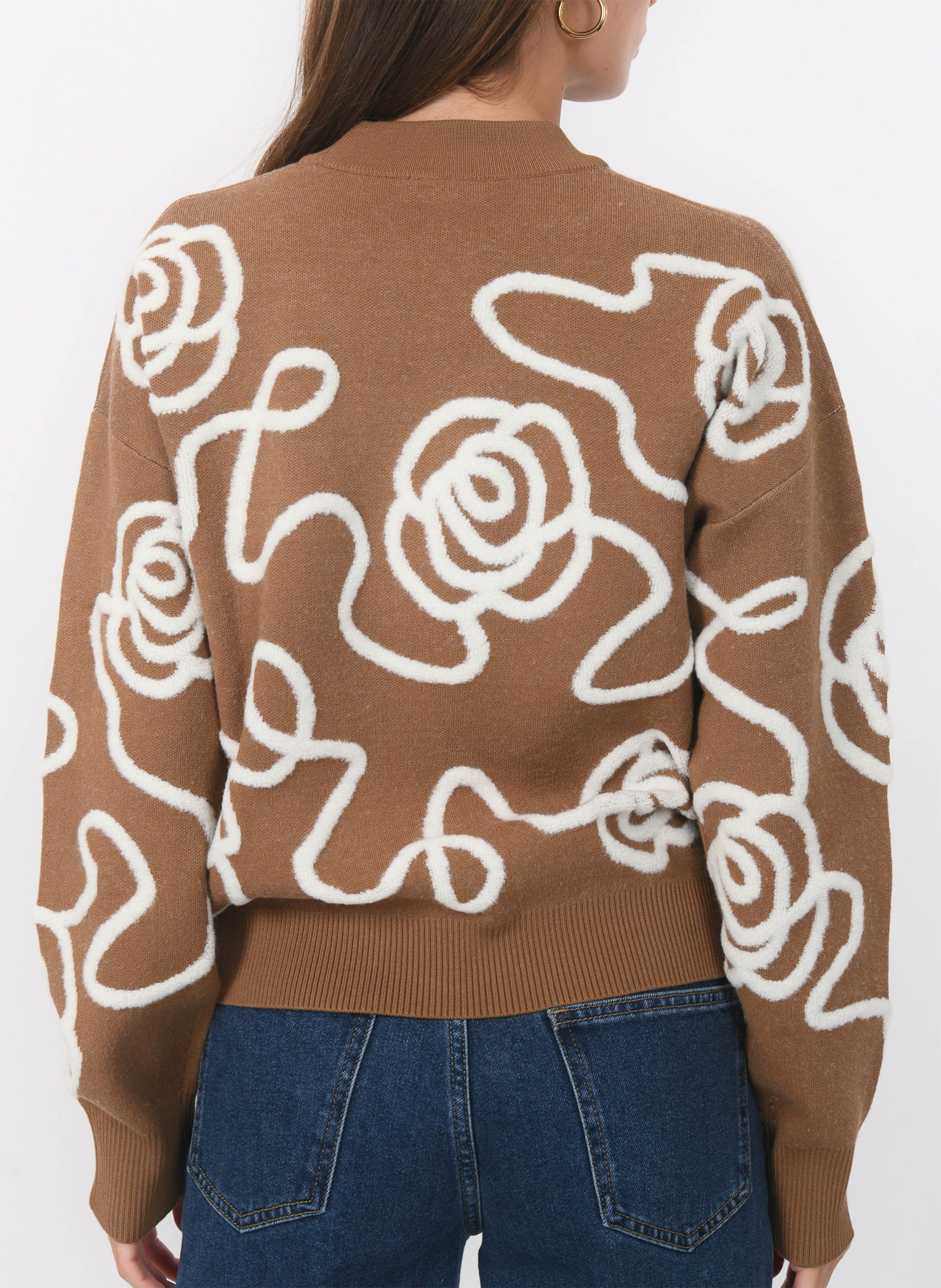 Gerade geschnittener Rundhalspullover aus Strick KOOKAI Beige