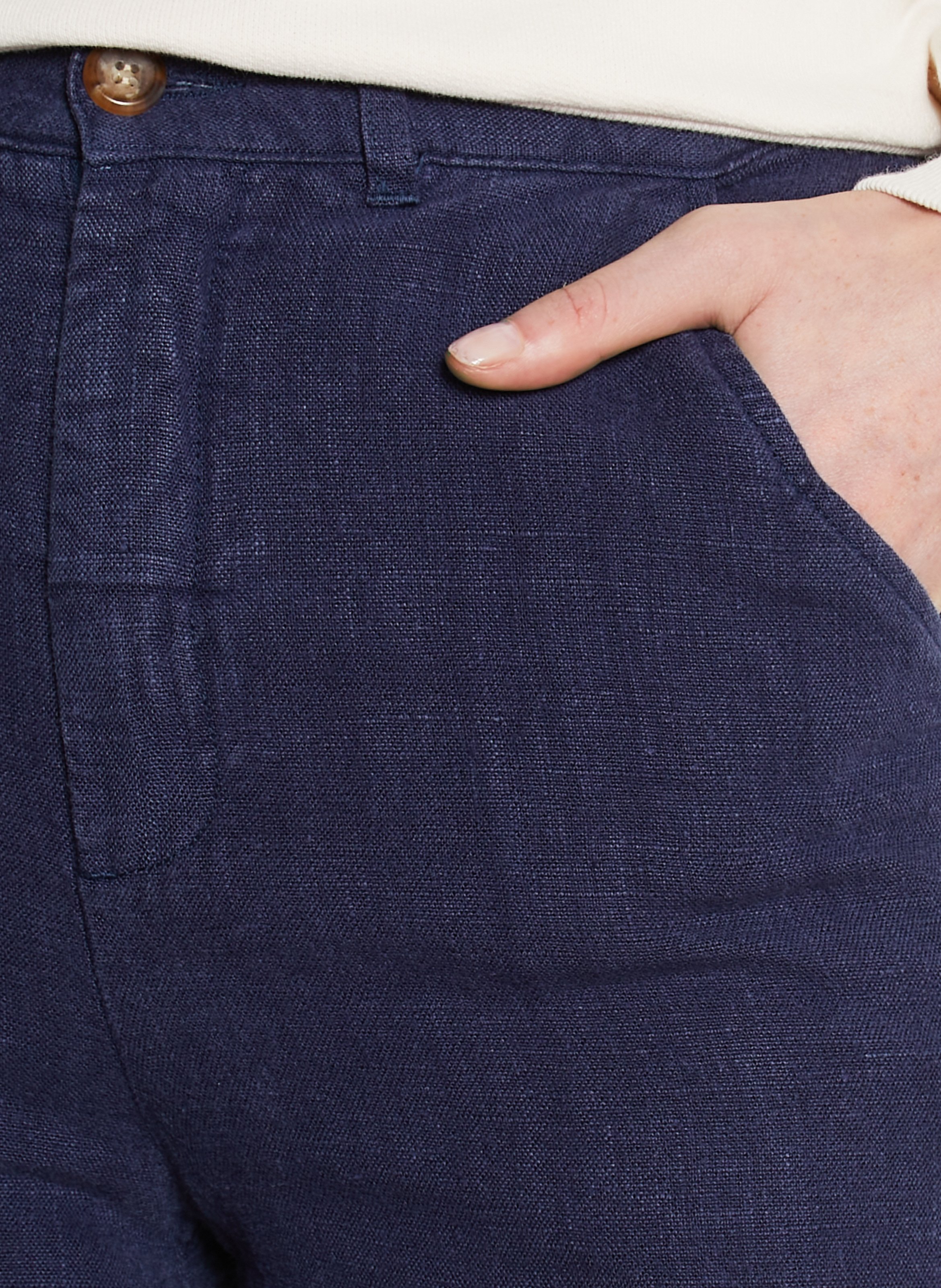 Pantalon droit en lin Bleu