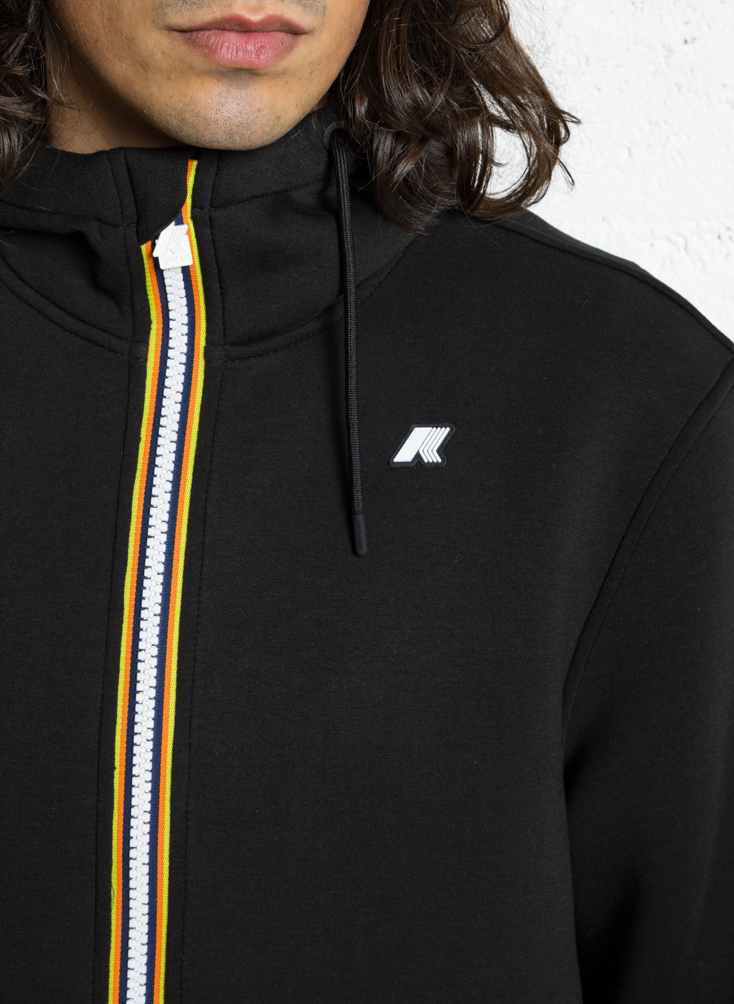 Weiter Kapuzen-Zipper-Sweatshirt Schwarz