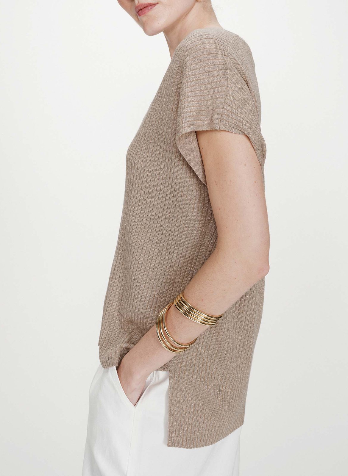 Top col V  GRACE ET MILA Doré